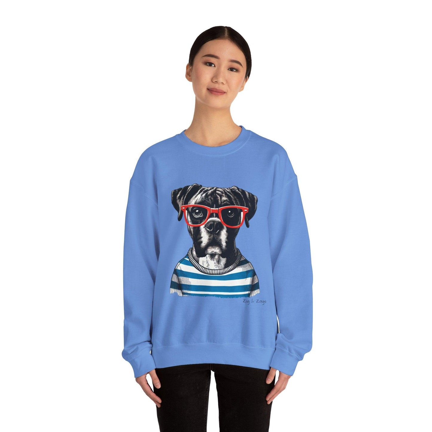 Hipster Boxer Dog Unisex Sweatshirt