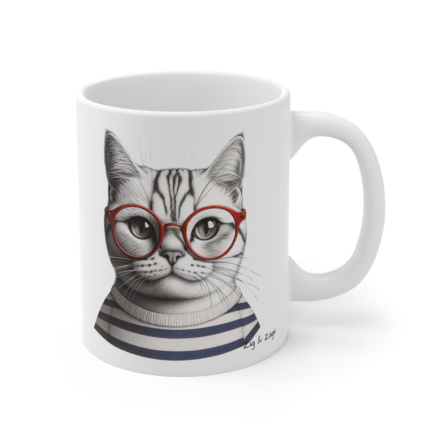 Cat-titude Stylish Cat Wearing Glasses Ceramic Mug