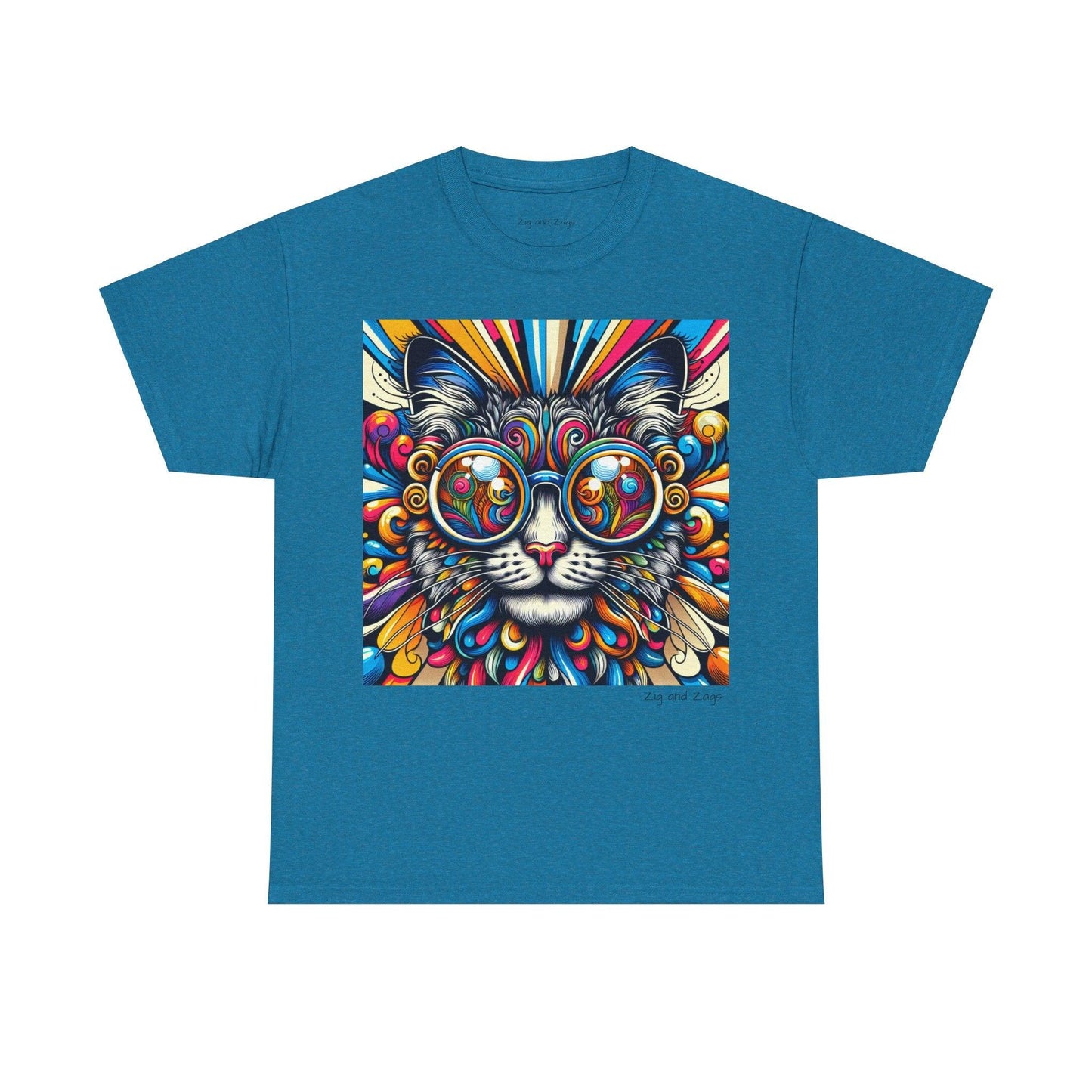 Cool Cat Pop Art Print Heavy Cotton T-shirt