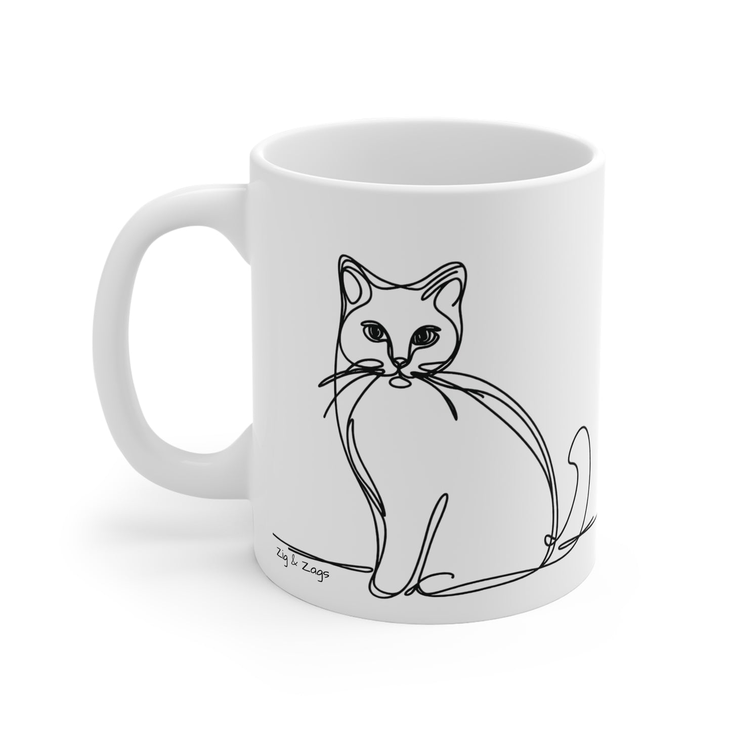 Line Art Cat Print Ceramic Mug
