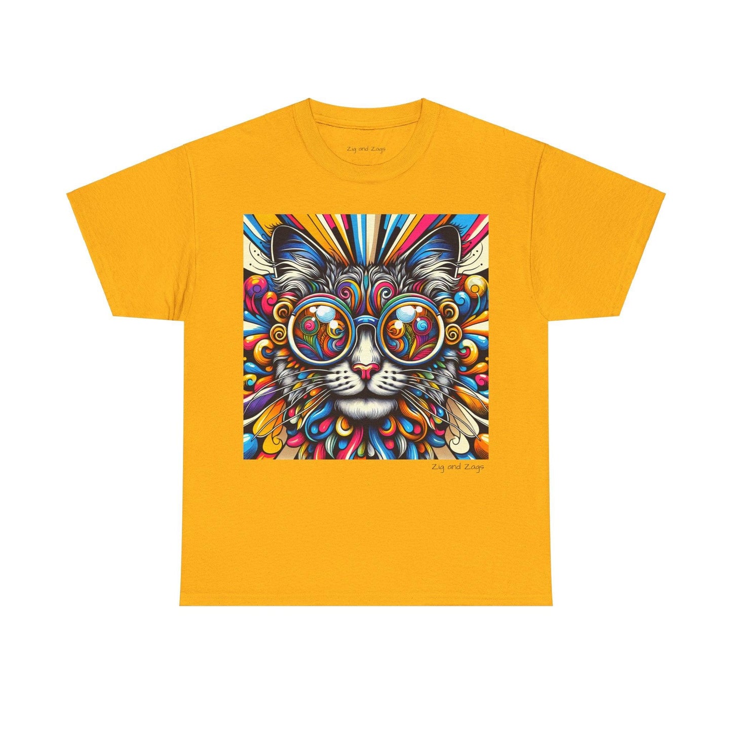 Cool Cat Pop Art Print Heavy Cotton T-shirt