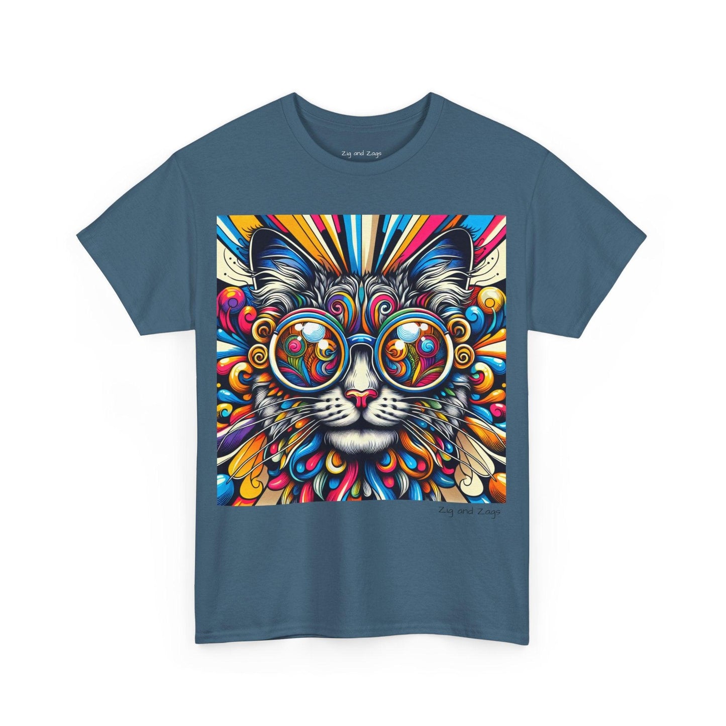 Cool Cat Pop Art Print Heavy Cotton T-shirt
