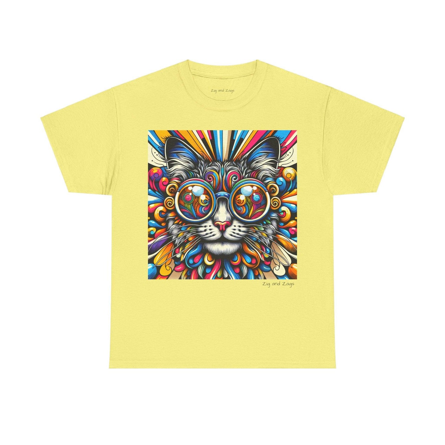 Cool Cat Pop Art Print Heavy Cotton T-shirt