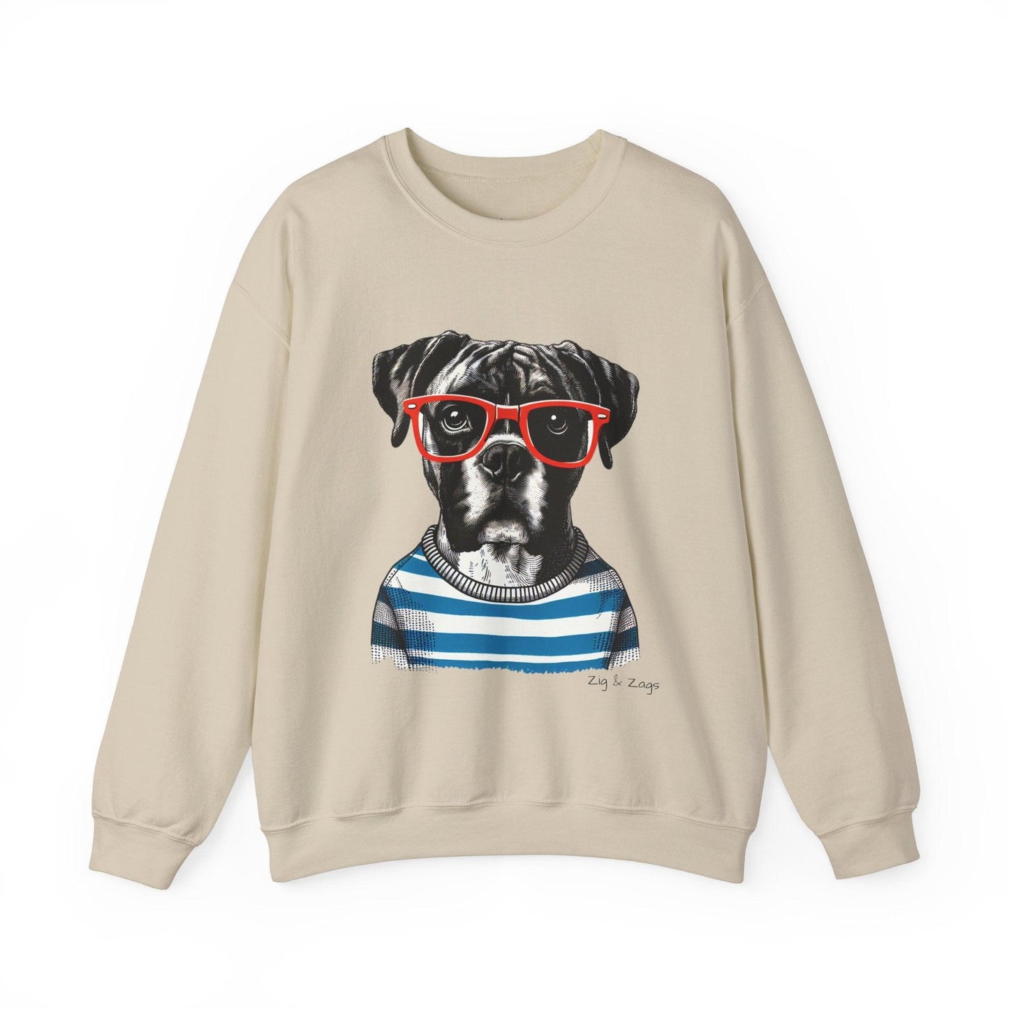 Hipster Boxer Dog Unisex Sweatshirt