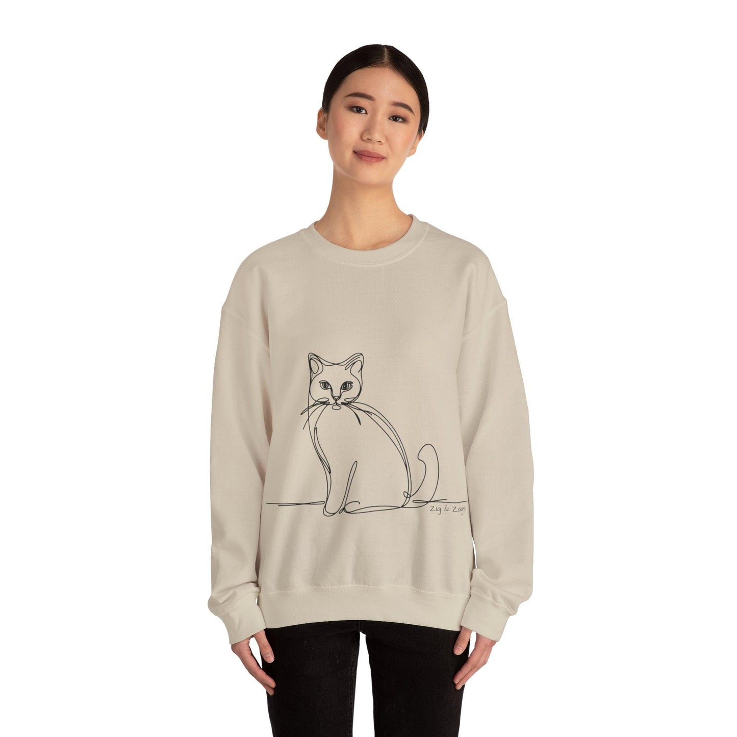 Line Art Cat Drawing Print Unisex Sweatshirt