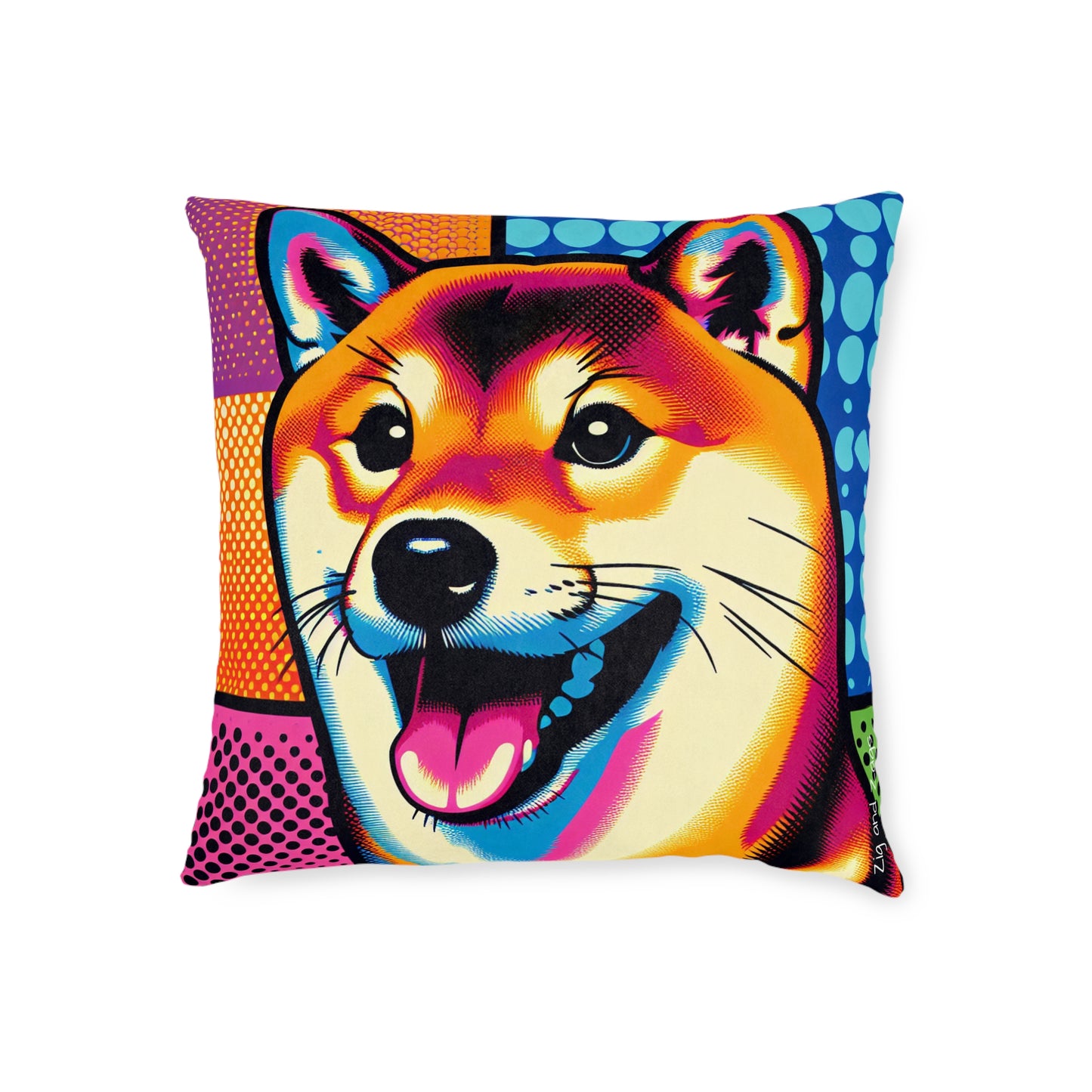 Shiba Dog Pop Art Square Cushion