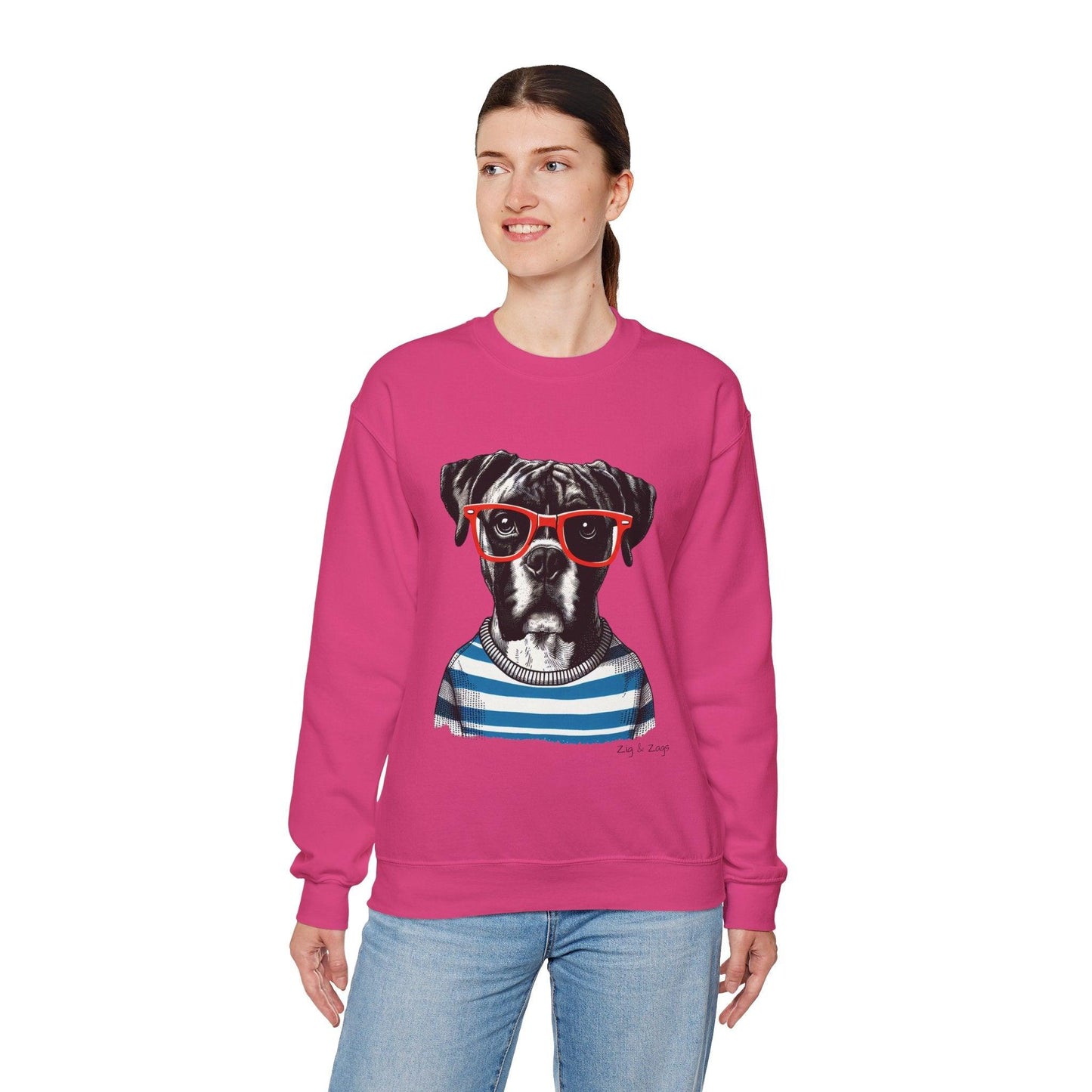 Hipster Boxer Dog Unisex Sweatshirt