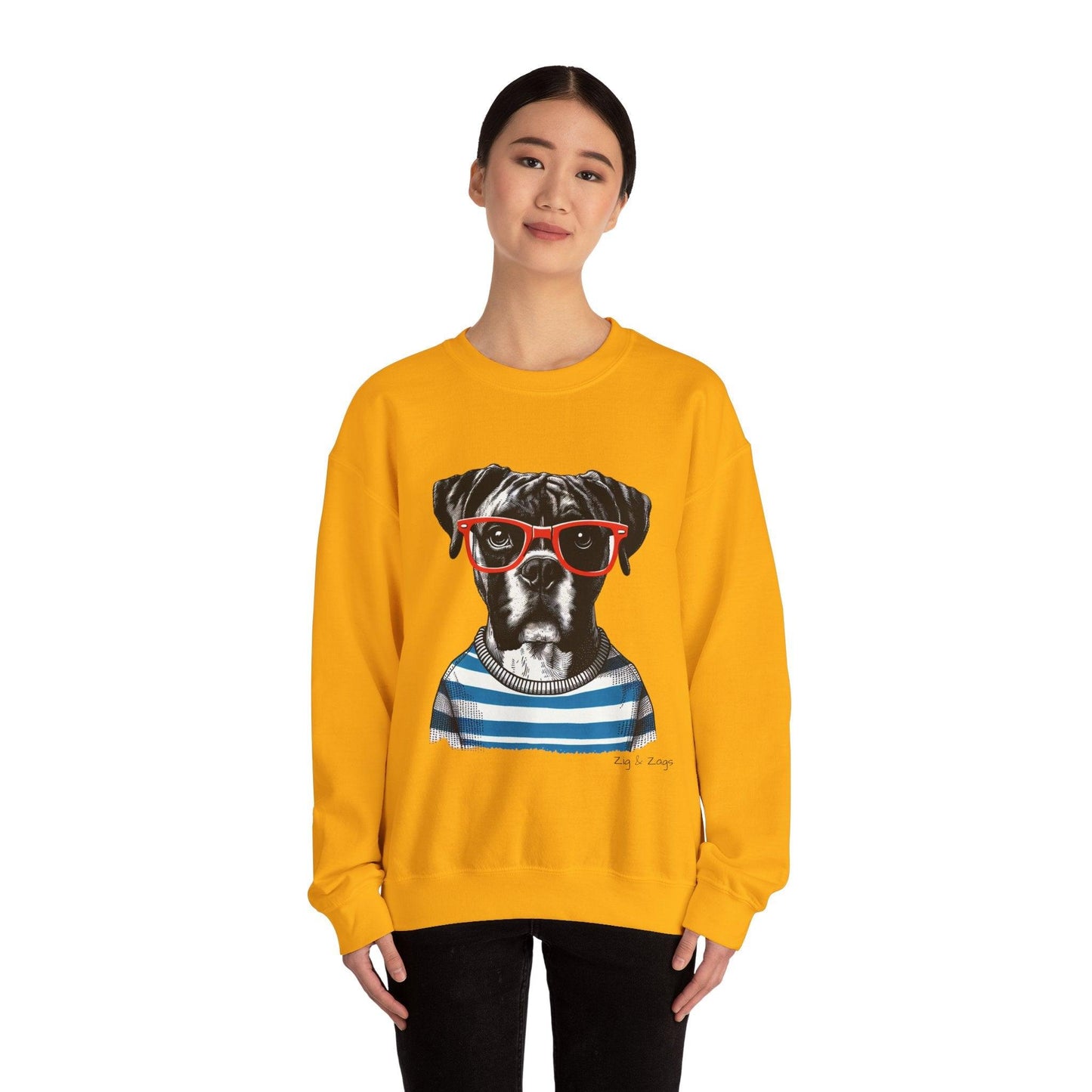 Hipster Boxer Dog Unisex Sweatshirt