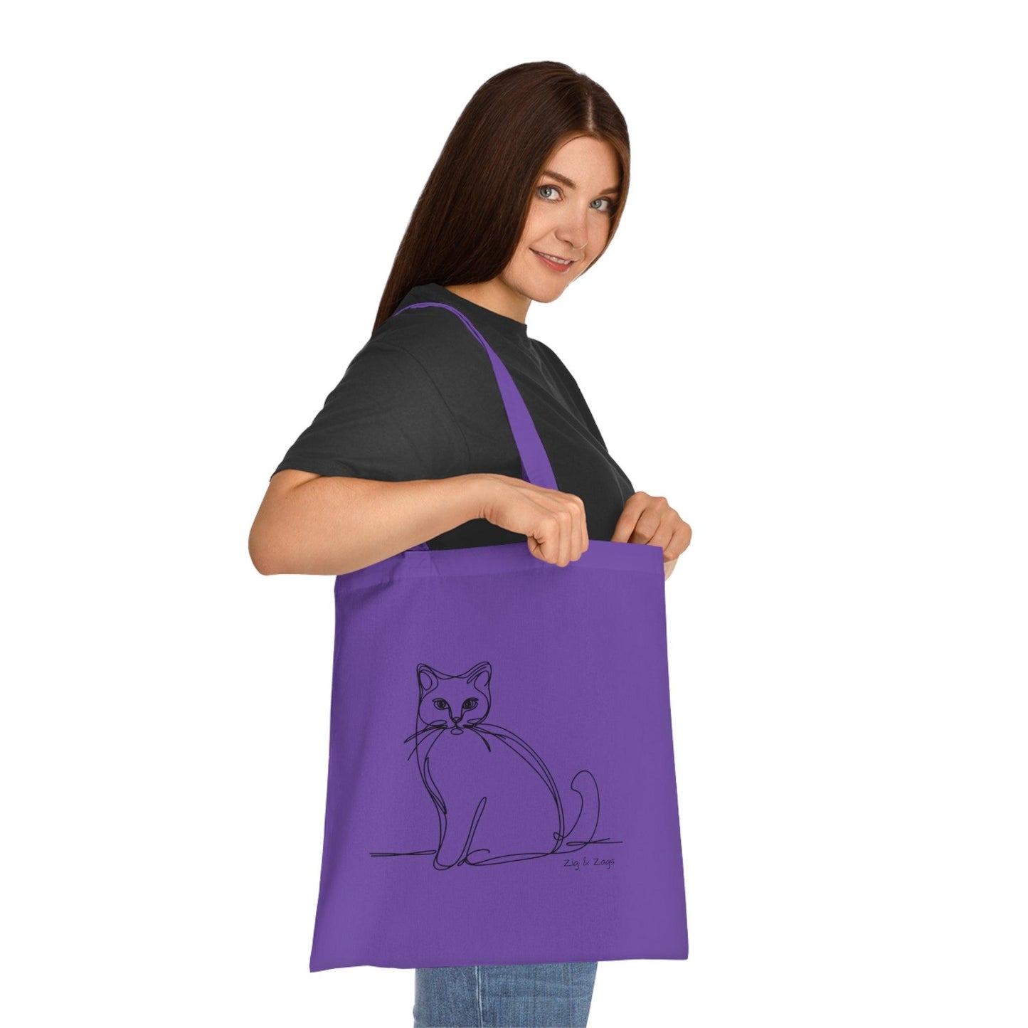 Line Art Cat Design Cotton Tote Bag