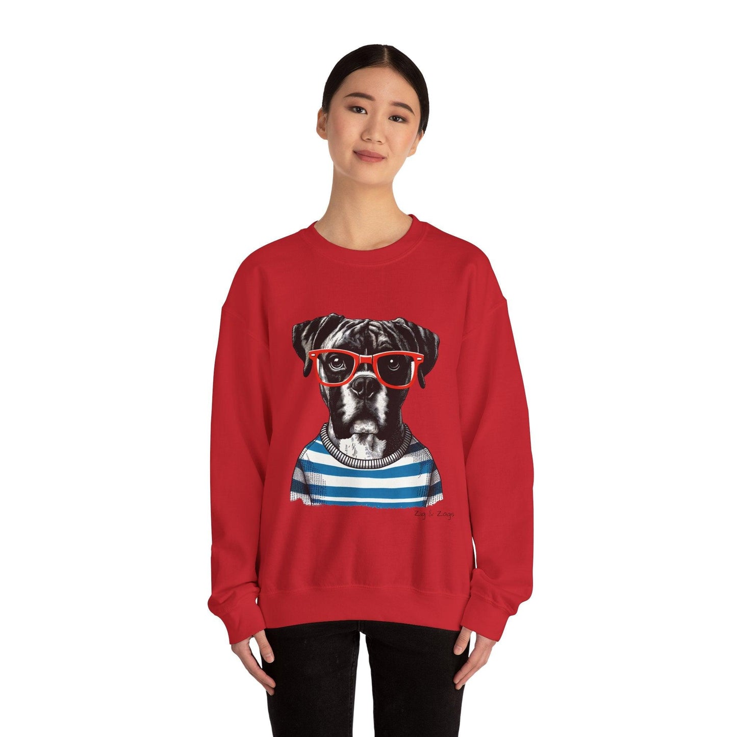 Hipster Boxer Dog Unisex Sweatshirt