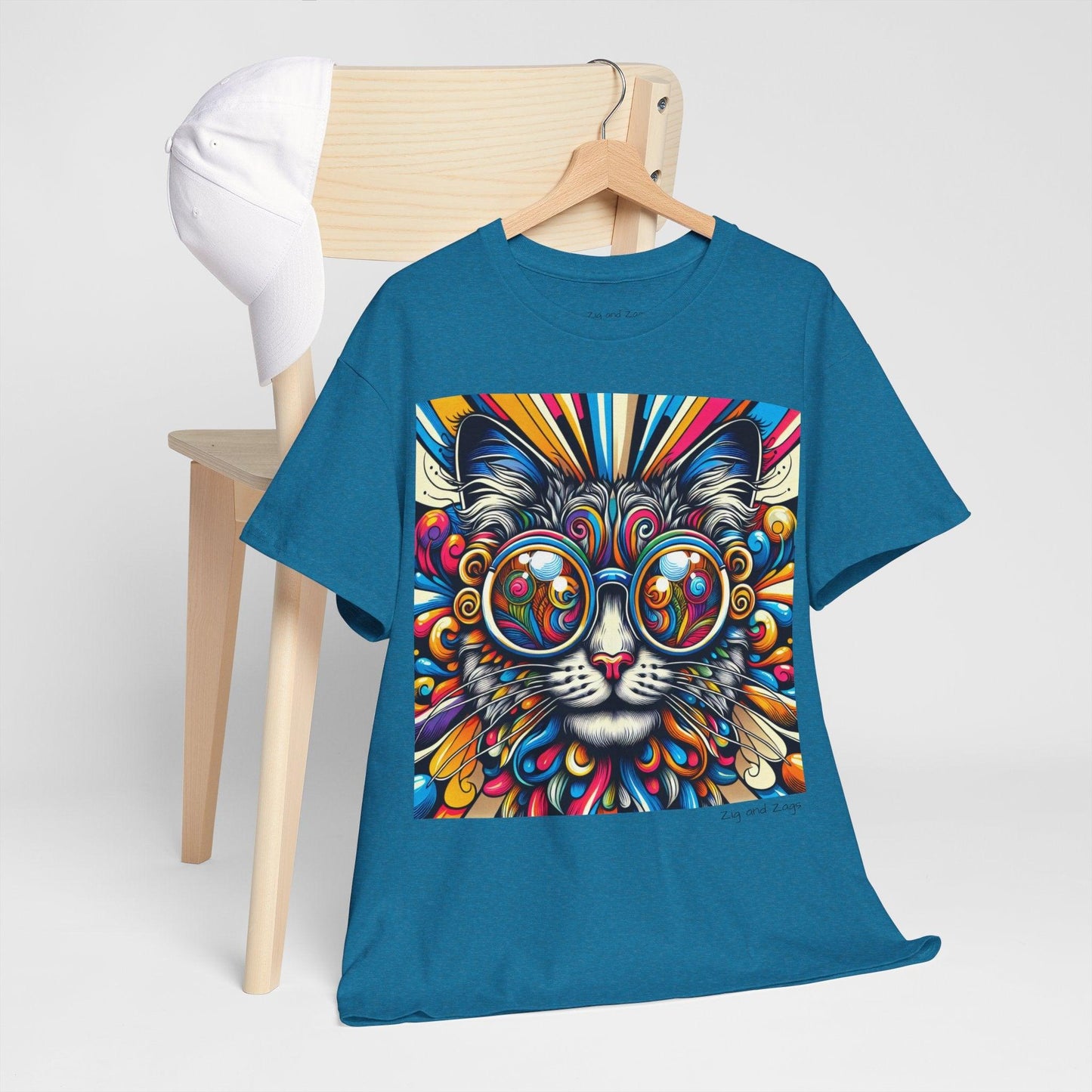 Cool Cat Pop Art Print Heavy Cotton T-shirt
