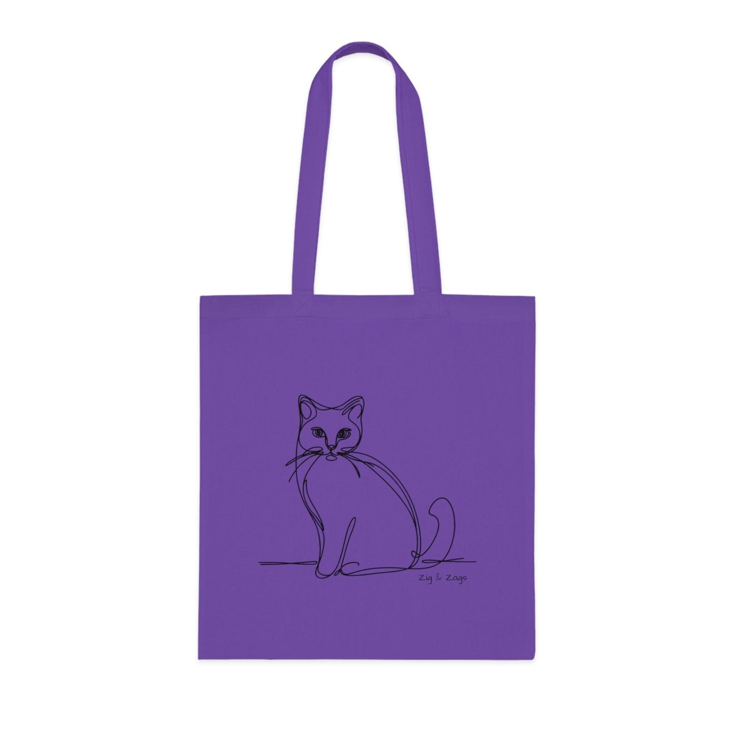 Line Art Cat Design Cotton Tote Bag
