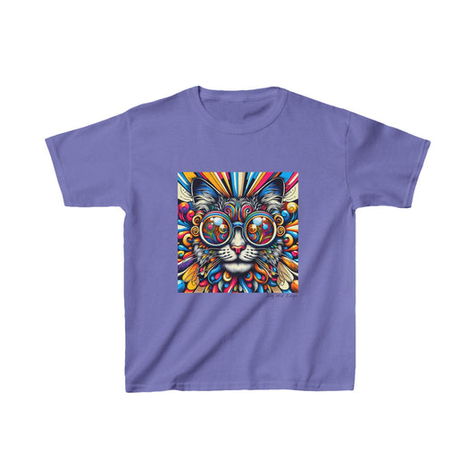 Cool Cat Pop Art Print Kids Heavy Cotton T-shirt