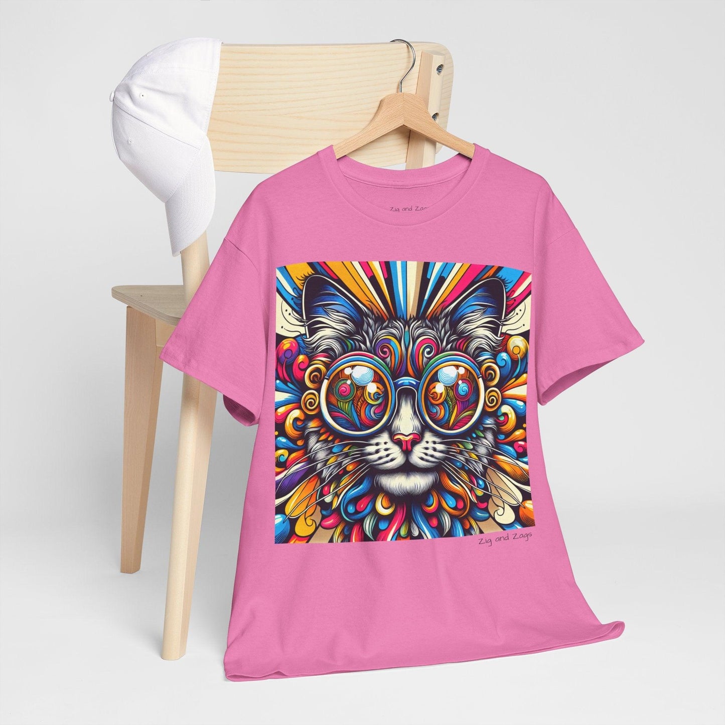 Cool Cat Pop Art Print Heavy Cotton T-shirt