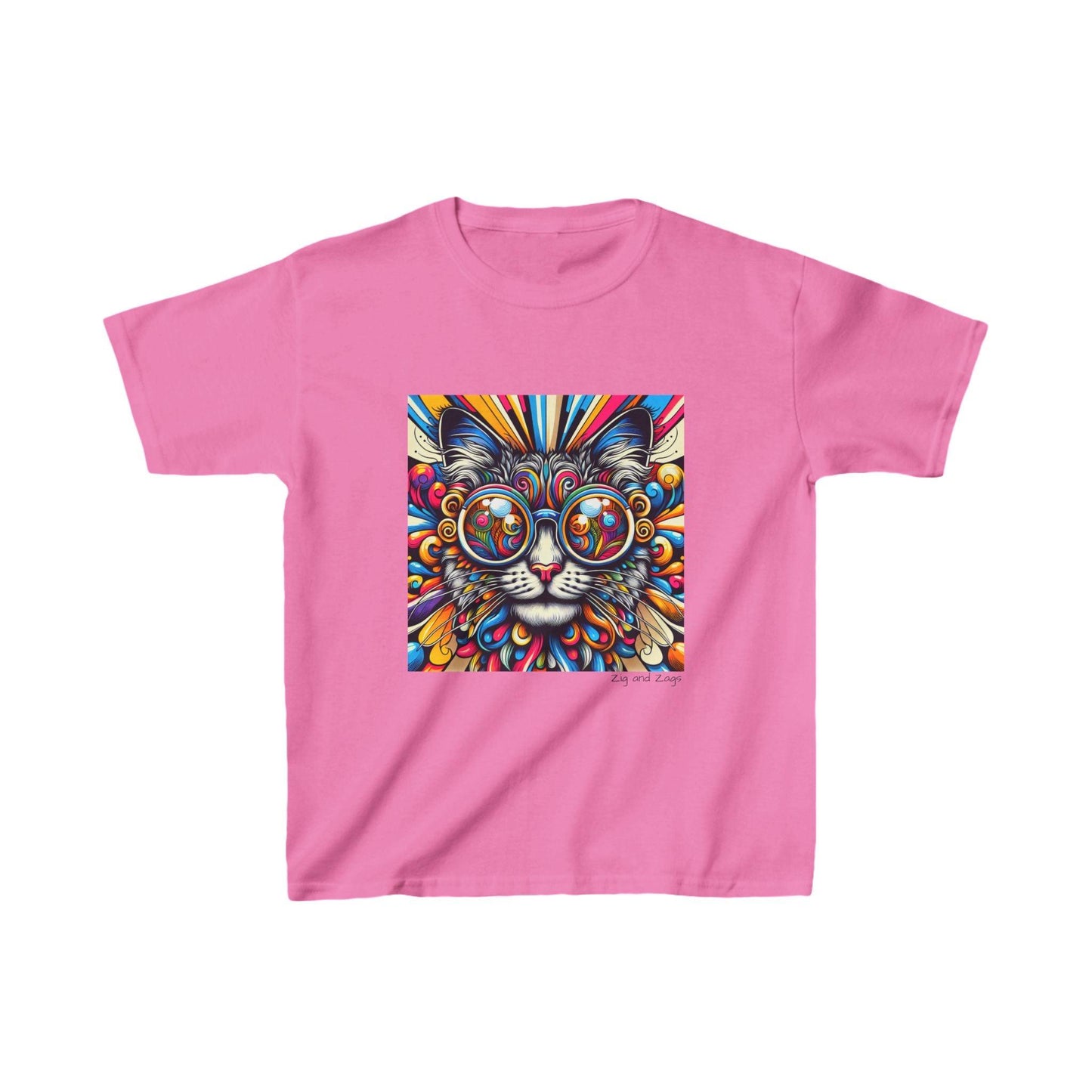Cool Cat Pop Art Print Kids Heavy Cotton T-shirt