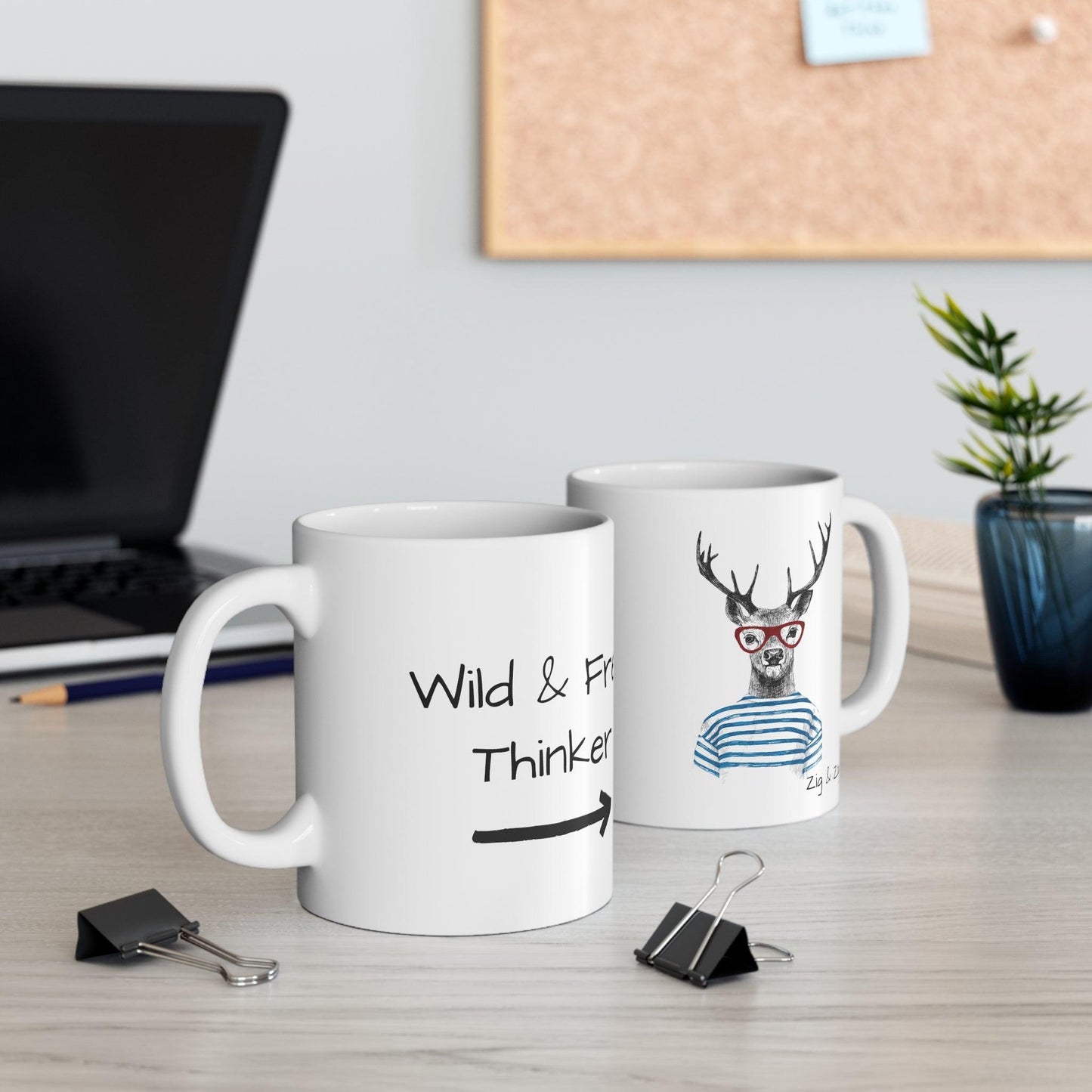 Wild & Free Thinker Stag Print Ceramic Mug