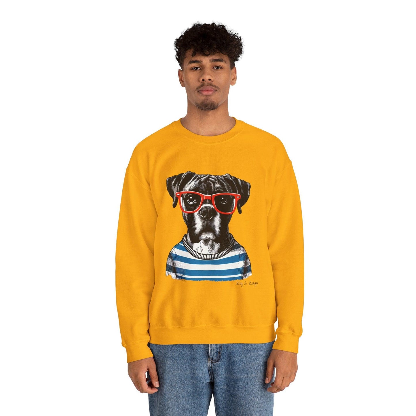 Hipster Boxer Dog Unisex Sweatshirt