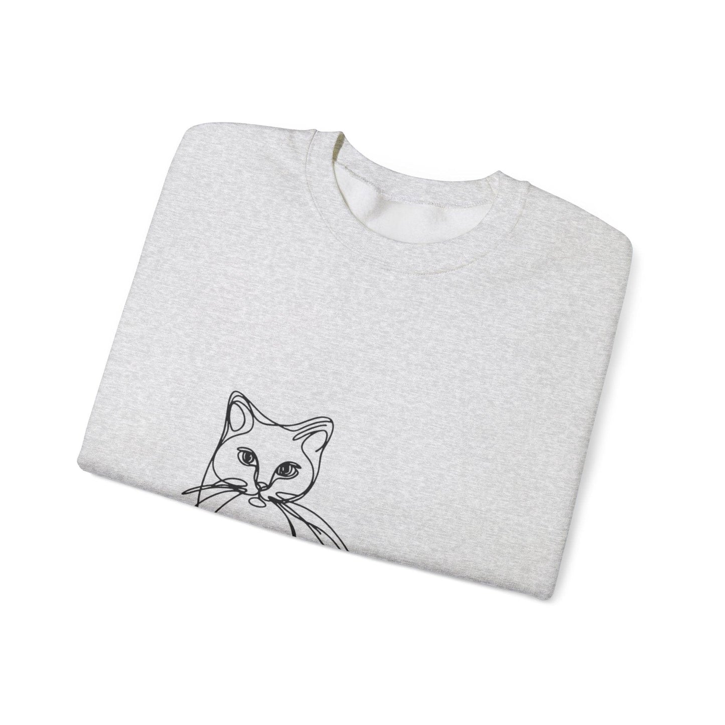 Line Art Cat Drawing Print Unisex Sweatshirt