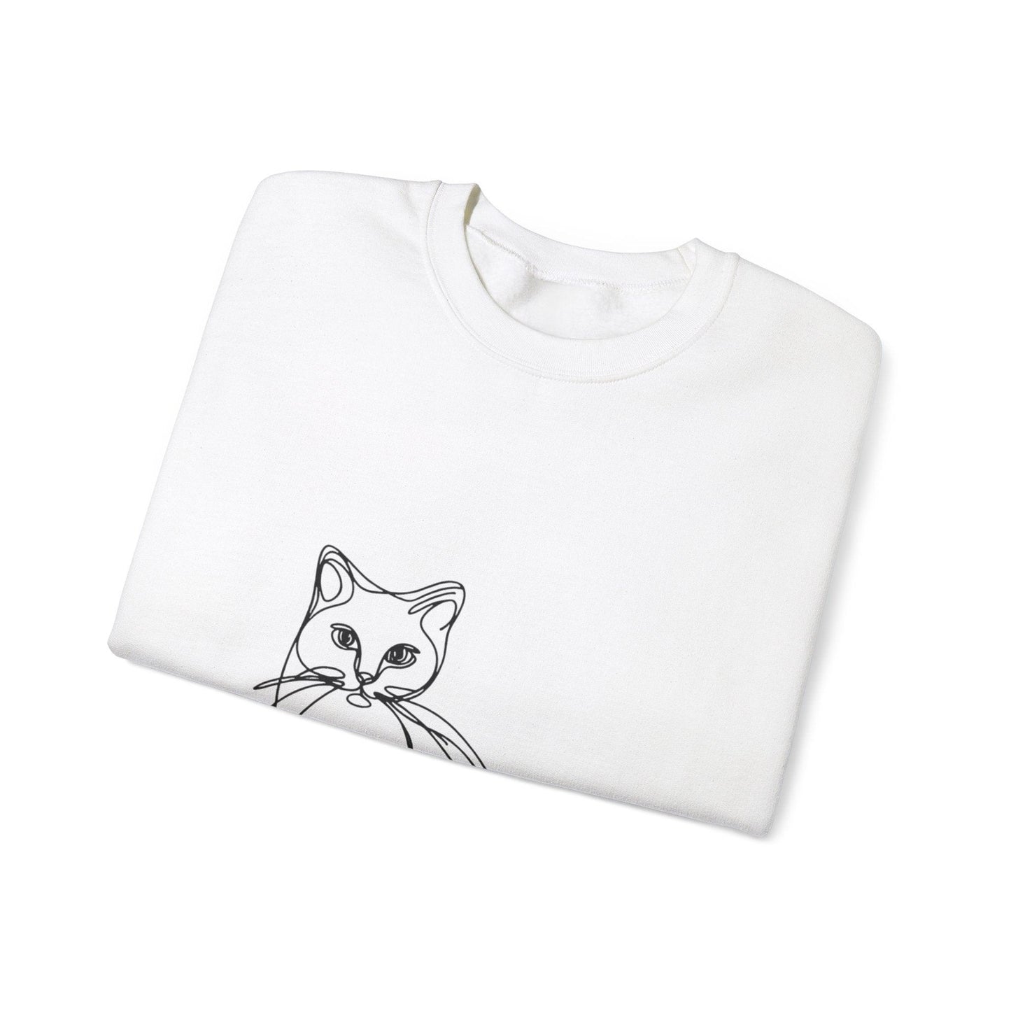 Line Art Cat Drawing Print Unisex Sweatshirt