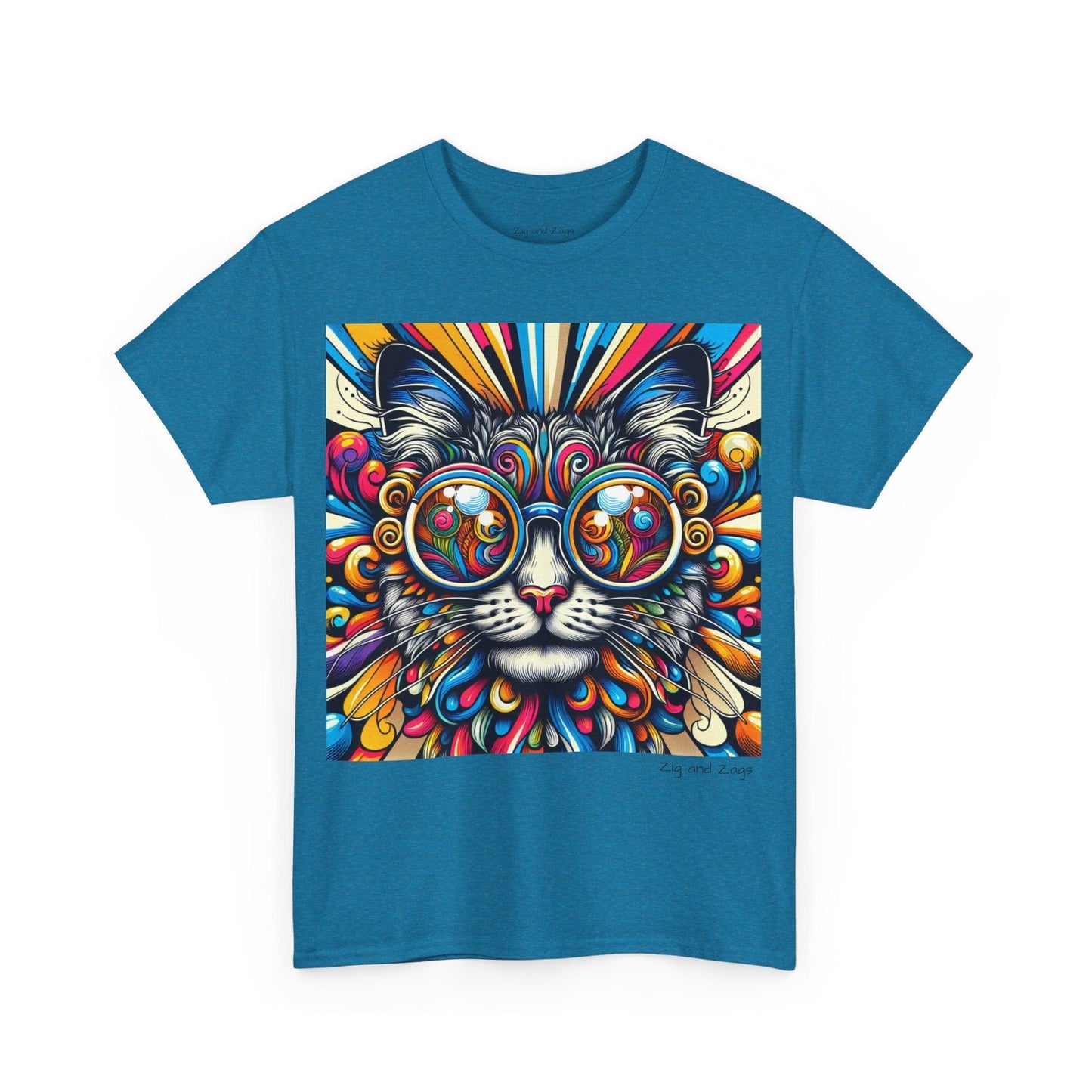 Cool Cat Pop Art Print Heavy Cotton T-shirt