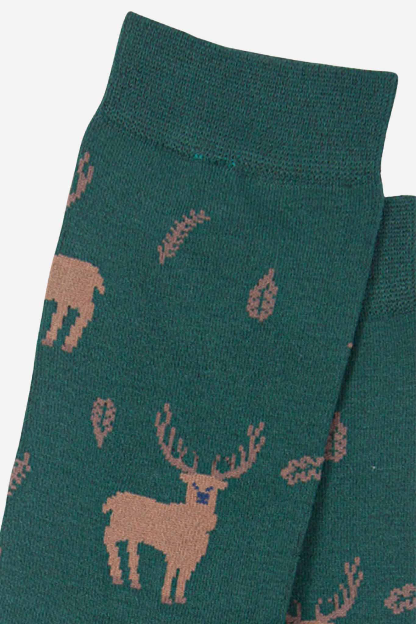 Men's Stag Print Green Bamboo Socks