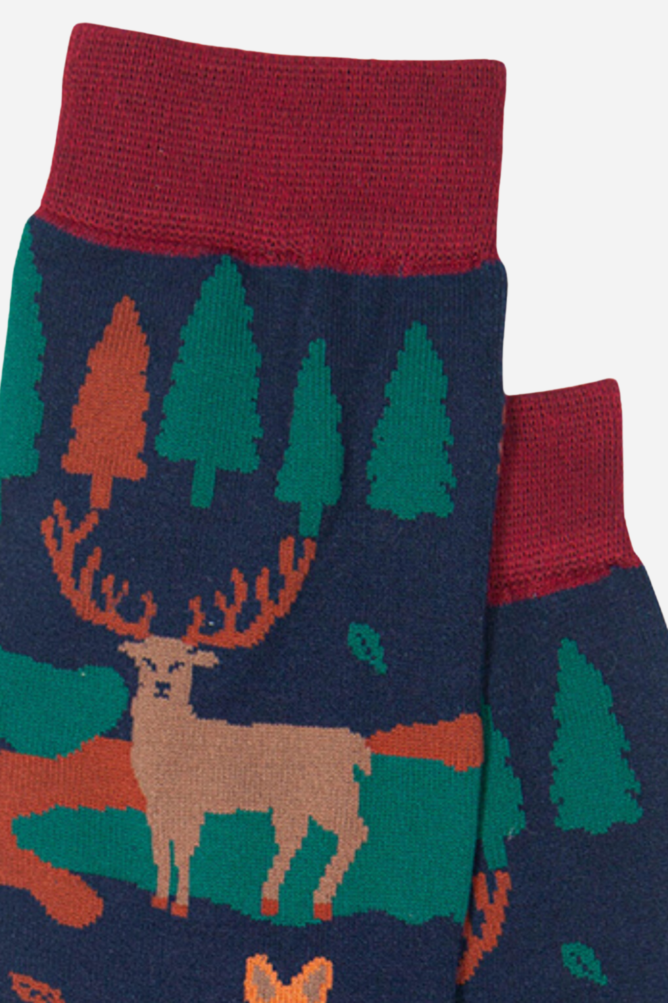 Navy Blue Men's Forest Animal Print Bamboo Socks