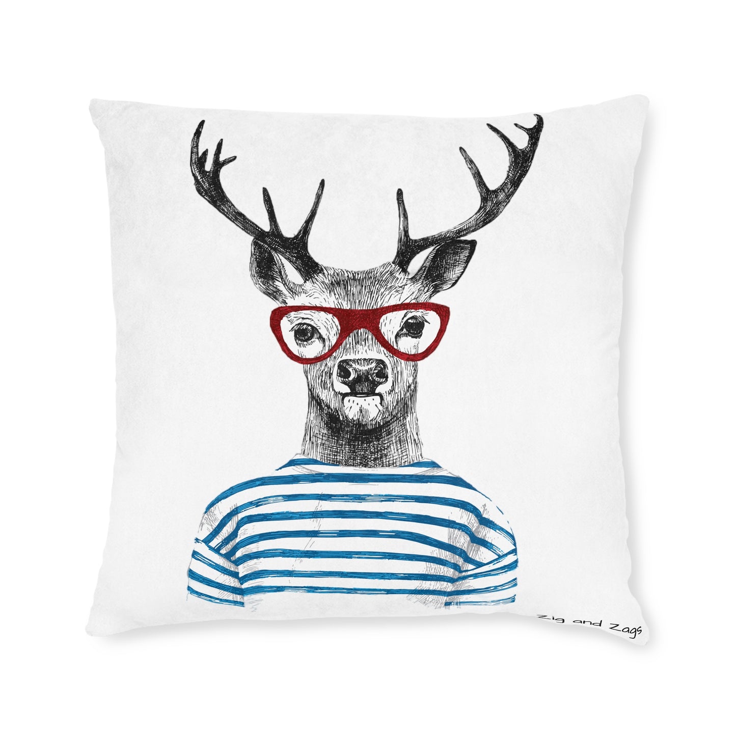 Wild & Free Stag Wearing Glasses Square Cushion
