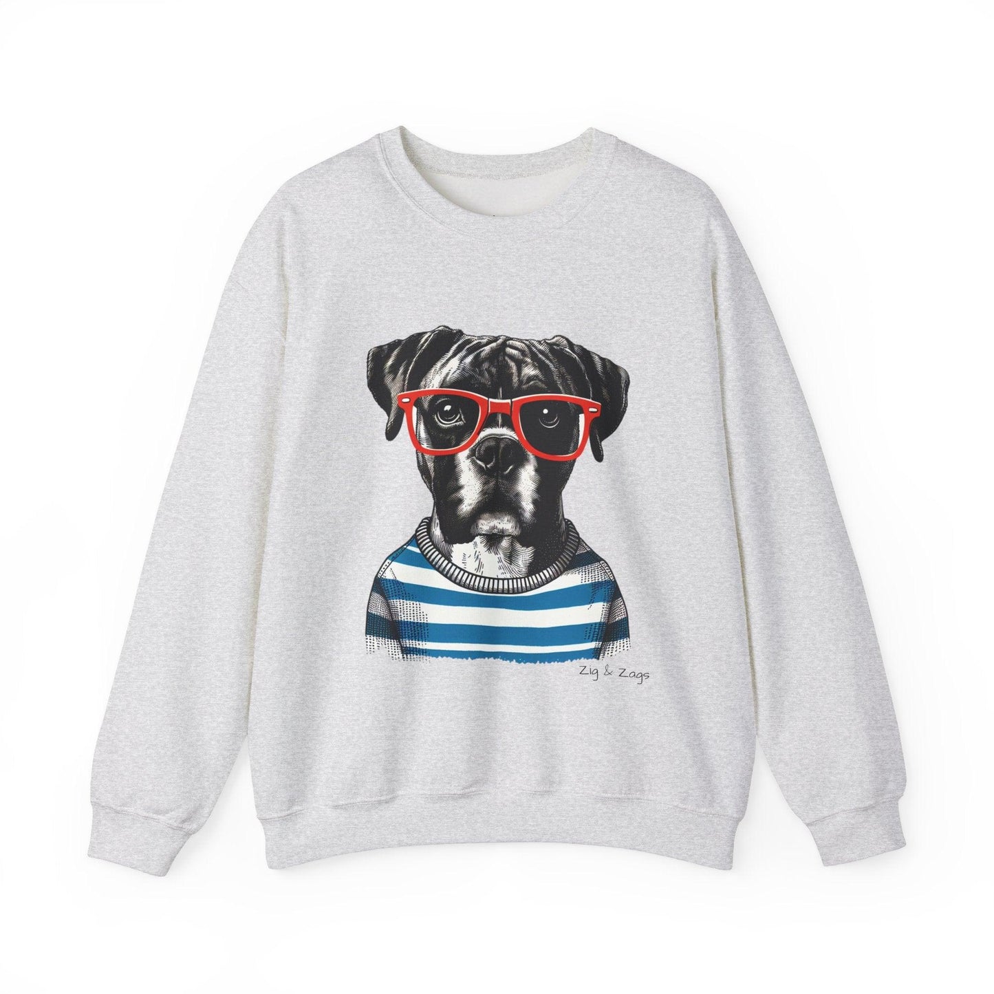 Hipster Boxer Dog Unisex Sweatshirt