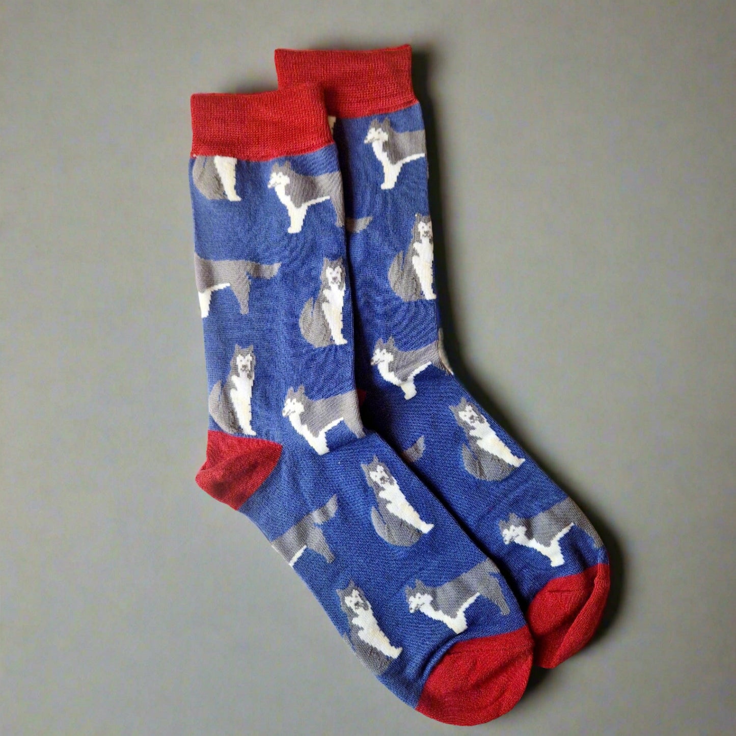 Men's Bamboo Siberian Husky Dog Socks Natural Light