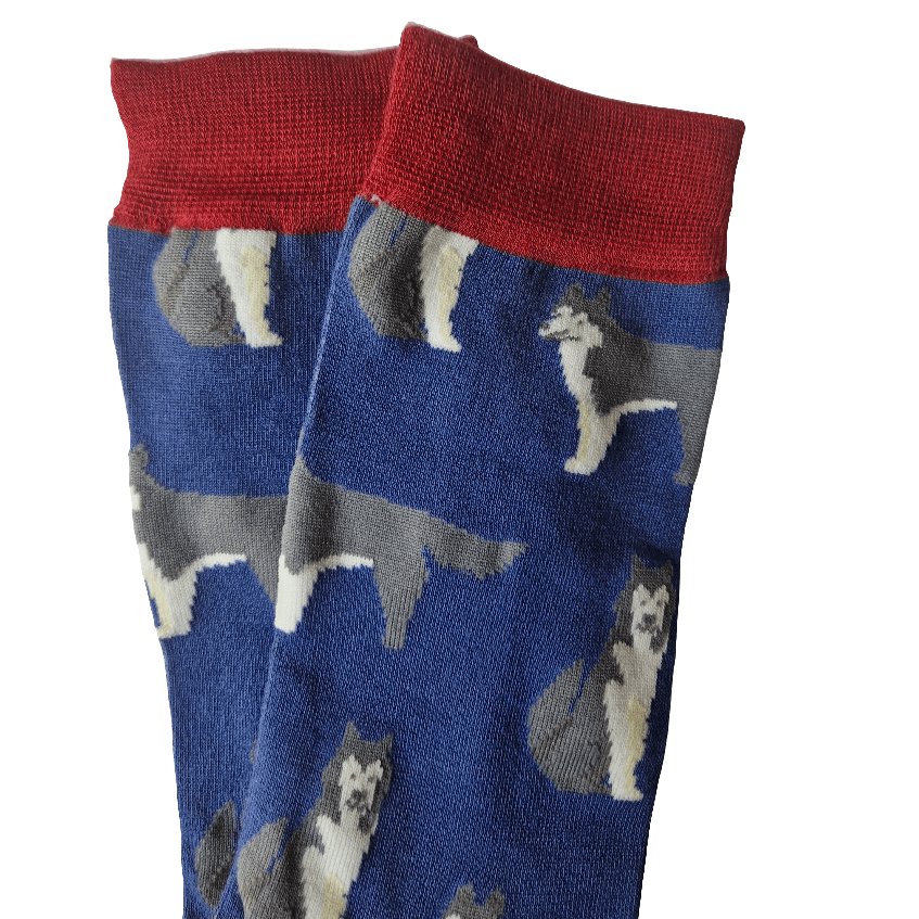 Men's Bamboo Siberian Husky Dog Socks detail