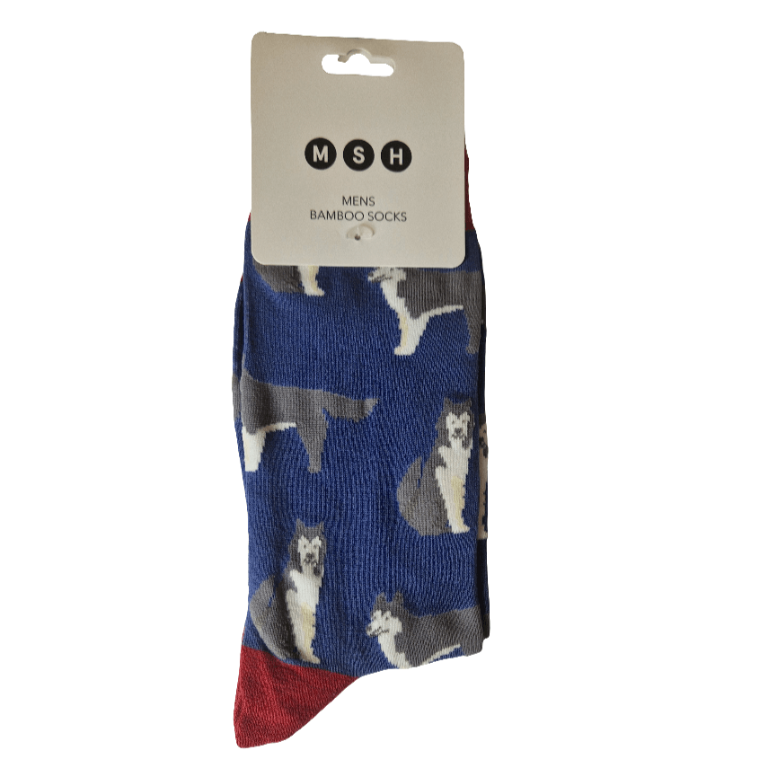 Men's Bamboo Siberian Husky Dog Socks package