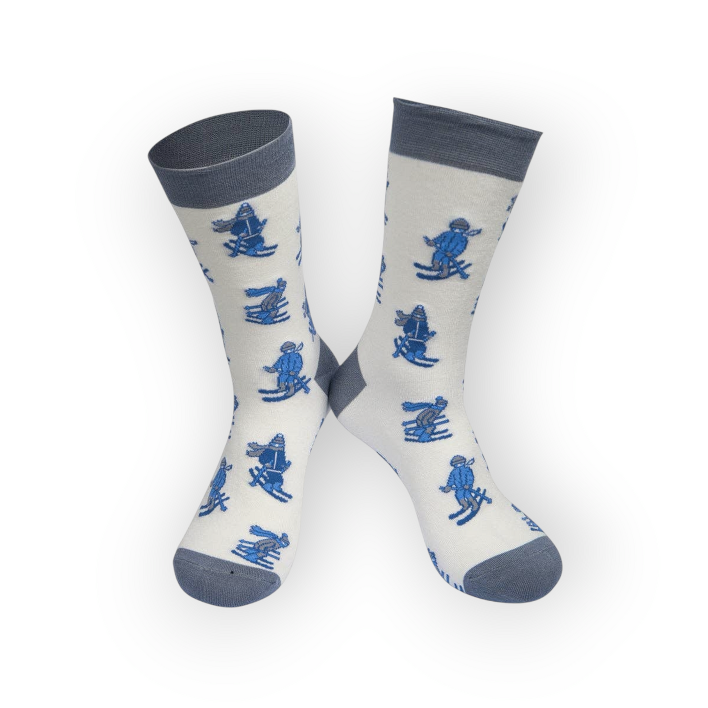 Men's Winter Sports Skiing Bamboo Socks Winter Sports Novelty White