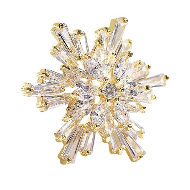 Chic Rhinestone Snowflake Brooch