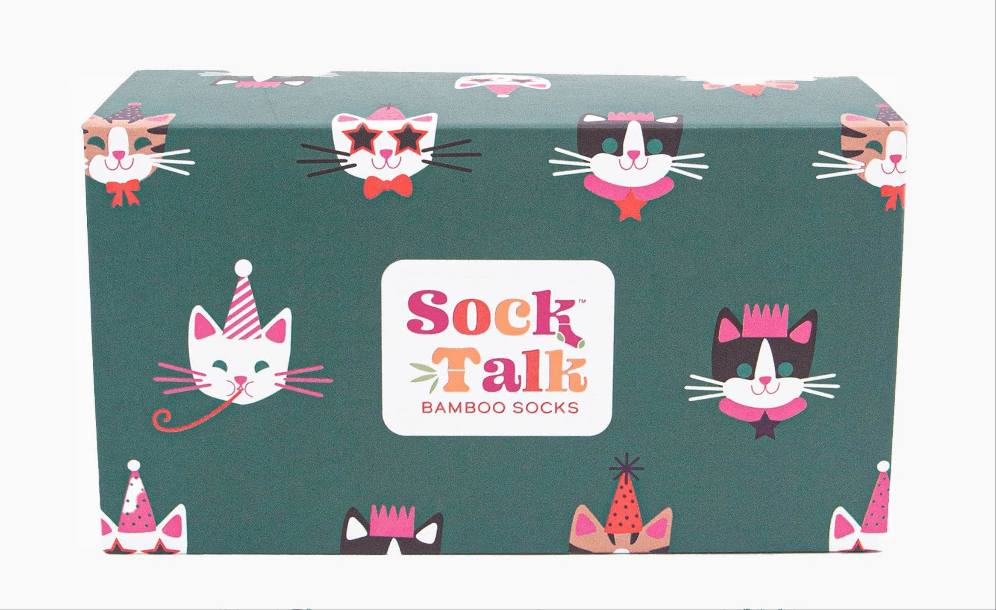 Women's Festive Cats Bamboo Socks Gift Box