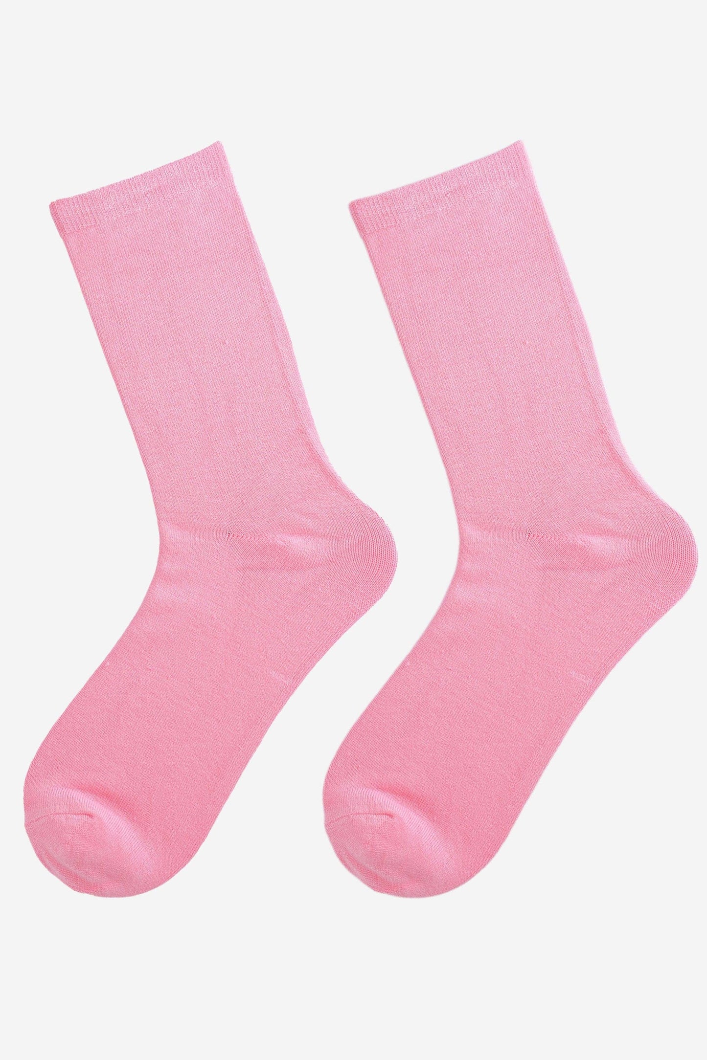 A pair of soft, pink bamboo ankle socks with a ribbed cuff.