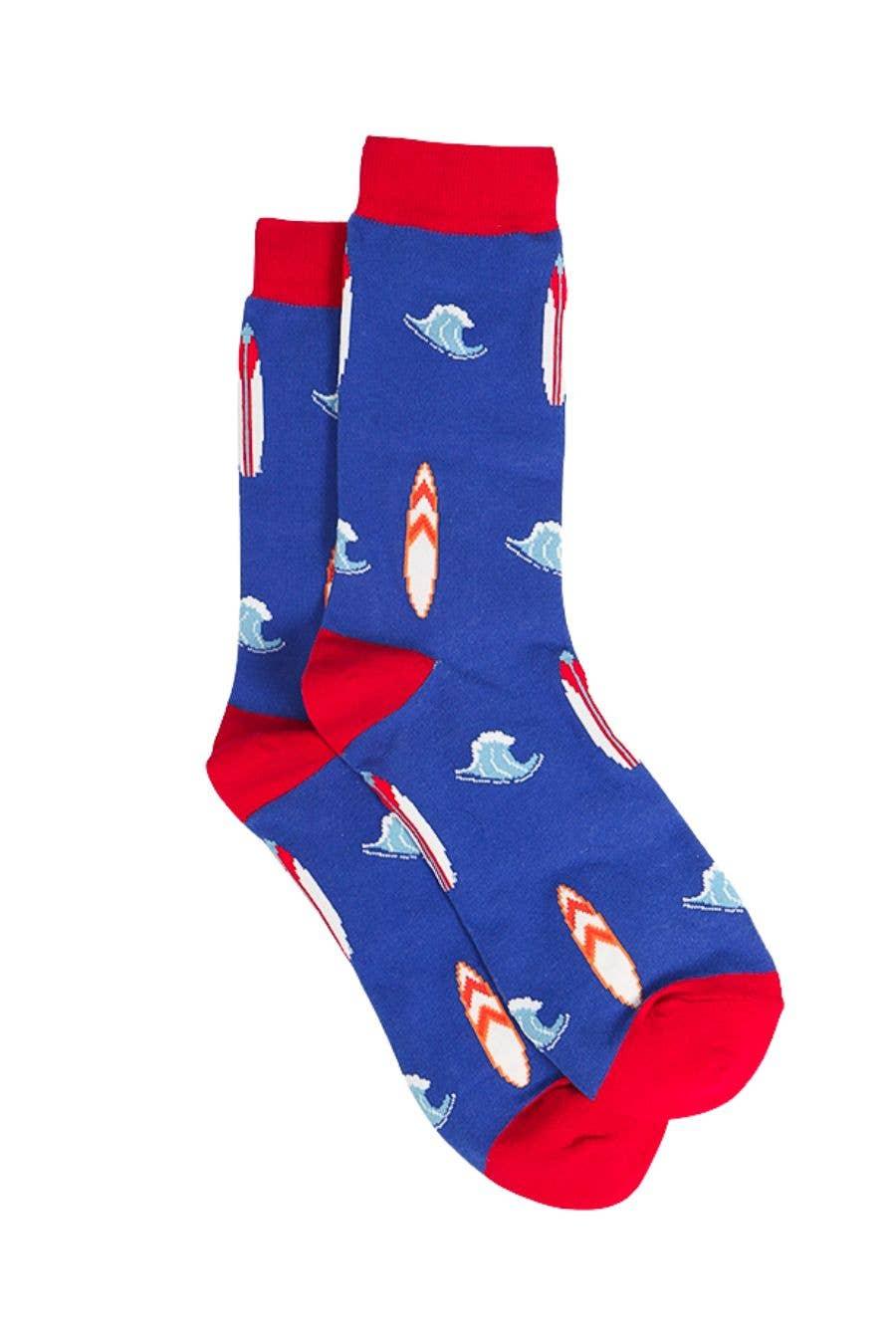 Mens Bamboo Socks Surfing Sport Socks Novelty Surf Blue
