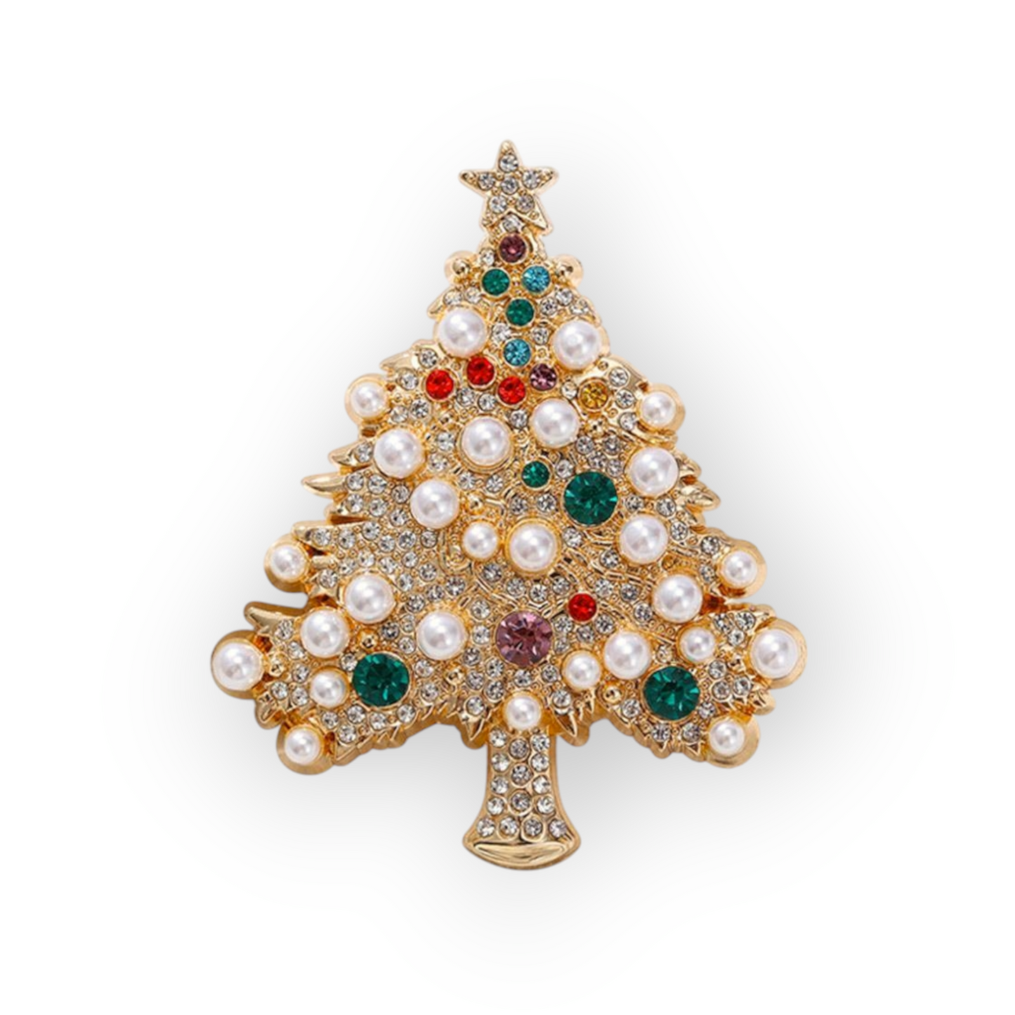Gold-tone Christmas tree brooch