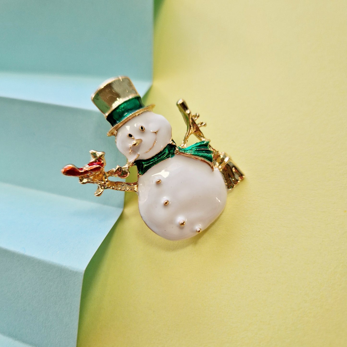 Snowman Enamel Brooch