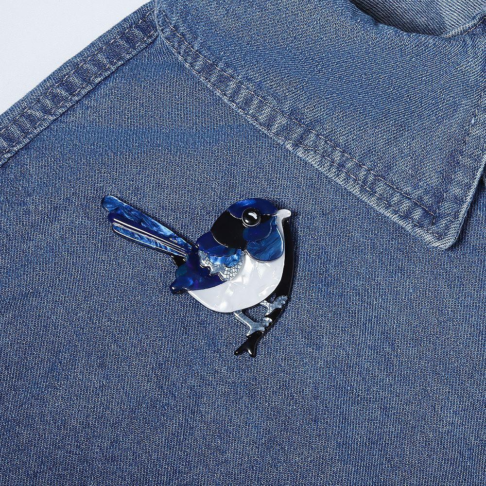 Blue Bird Fairywren Acrylic Handmade Brooch