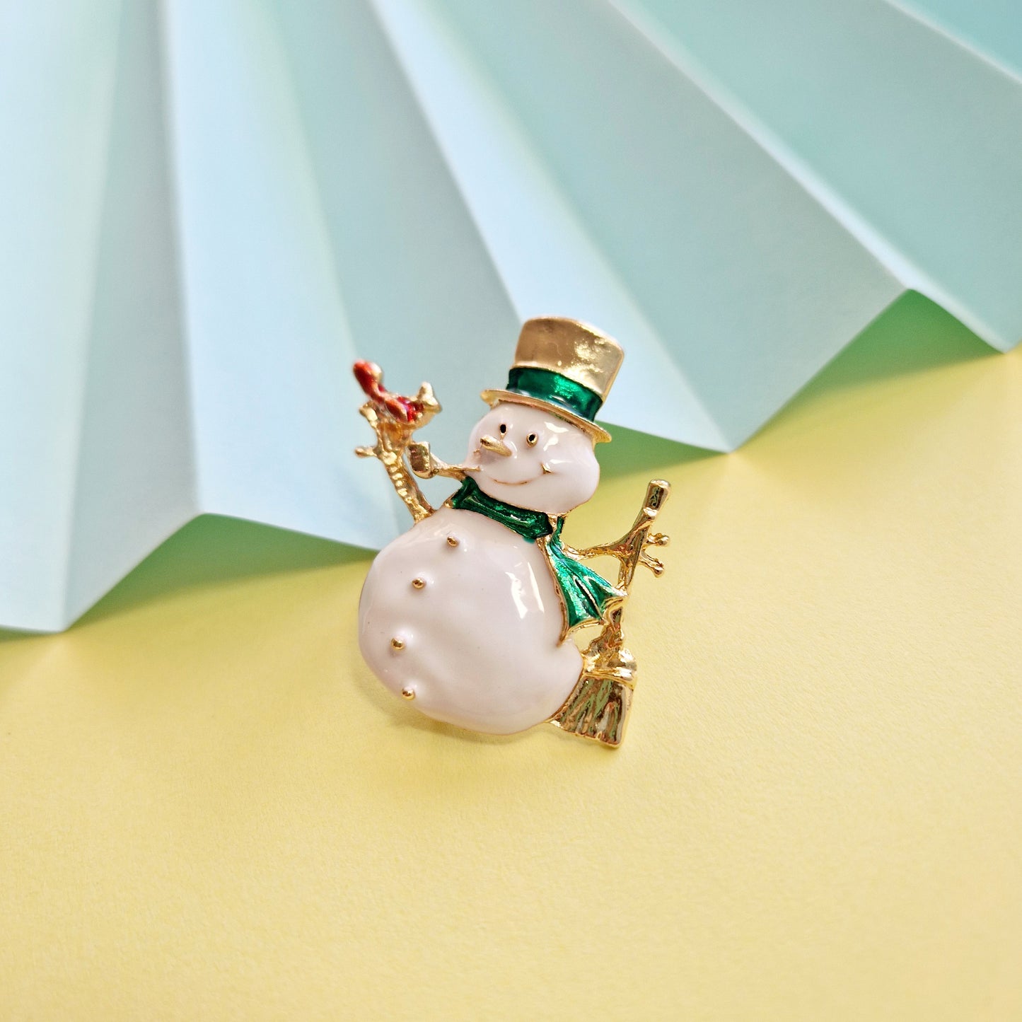 Snowman Enamel Brooch