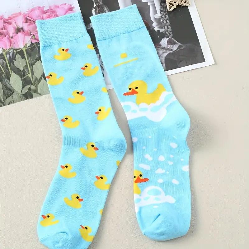 Rubber Duck Odd Cotton Socks: Fun and Playful Design