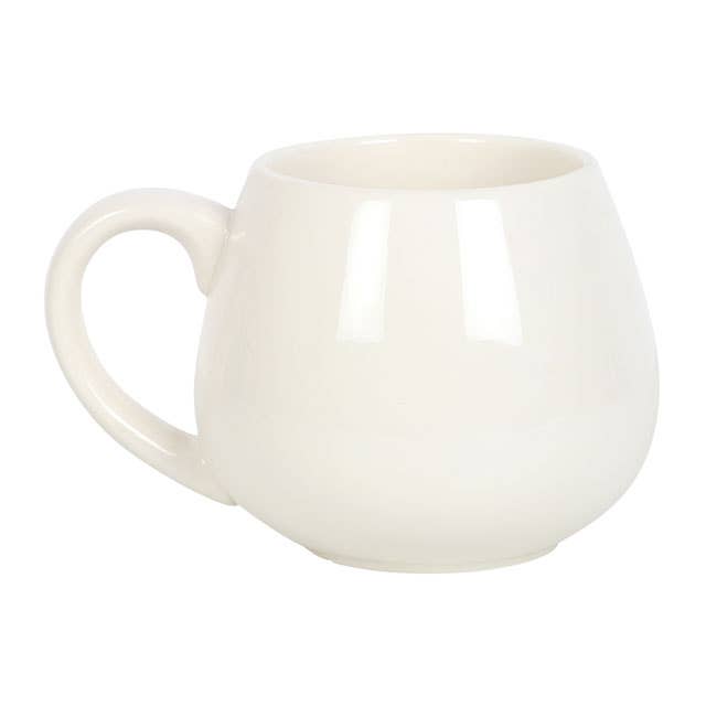 Back of the white ceramic mug