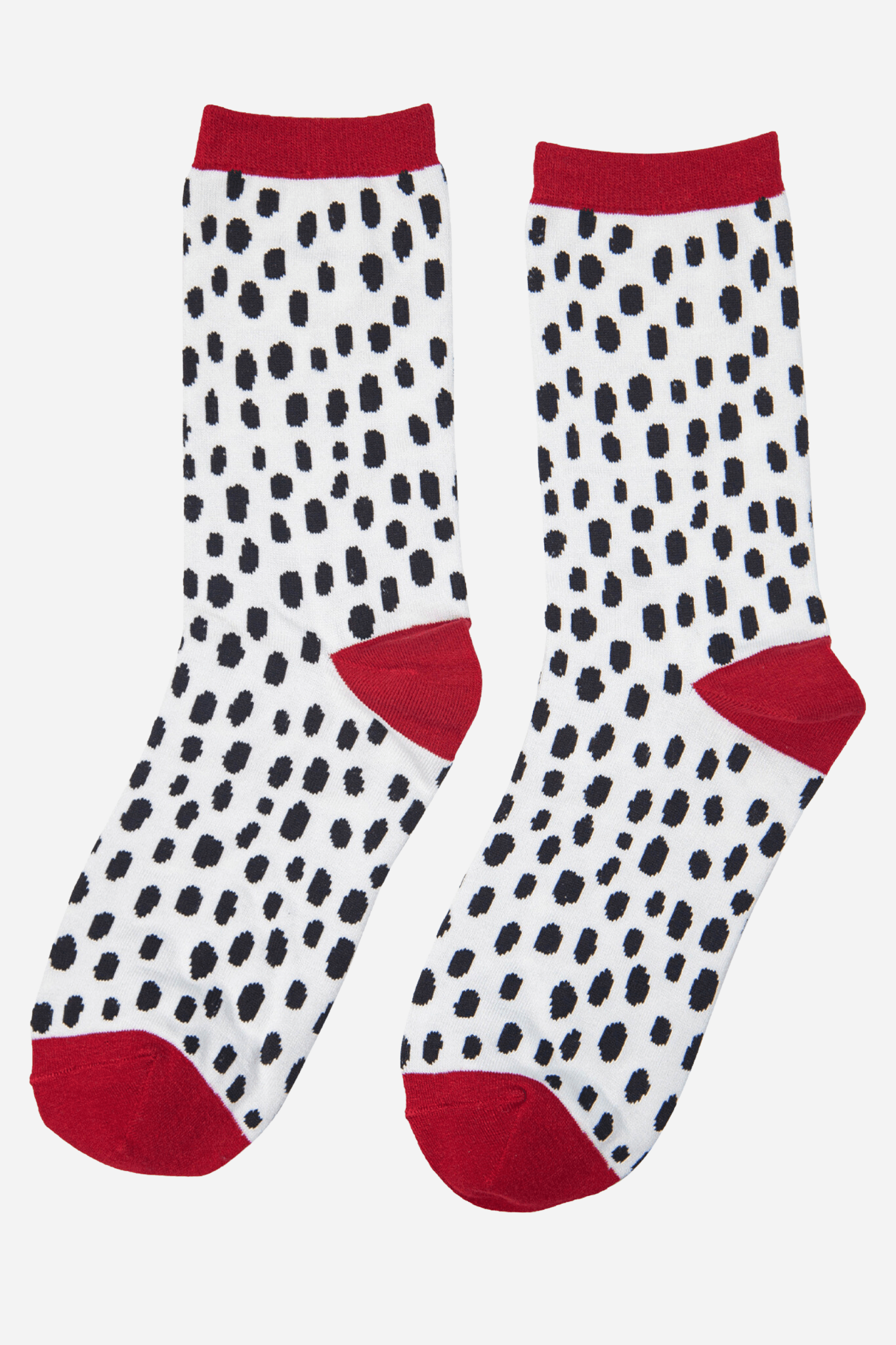 Women's Bamboo Ankle Socks Black White Dalmatian Spots Print