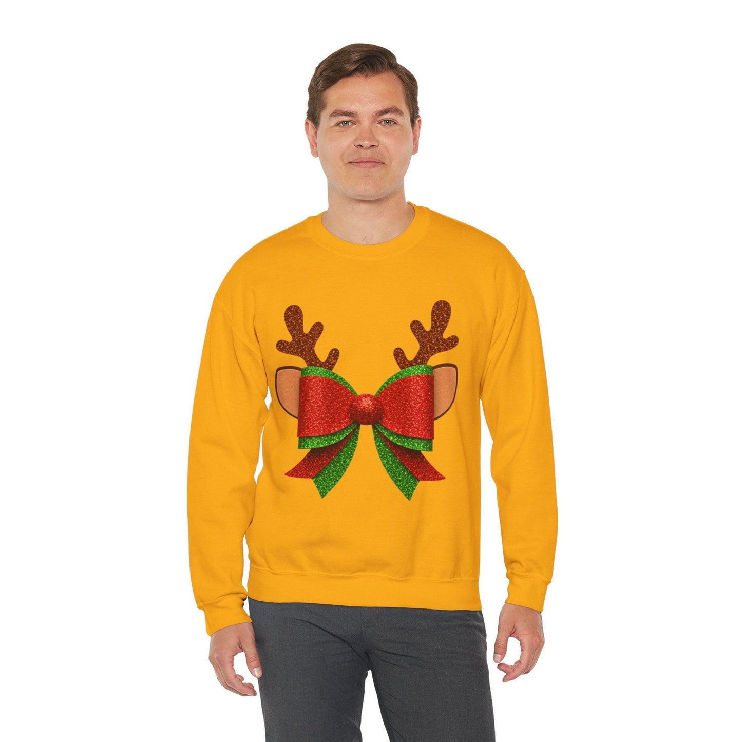 Christmas Reindeer Bow Unisex Sweatshirt