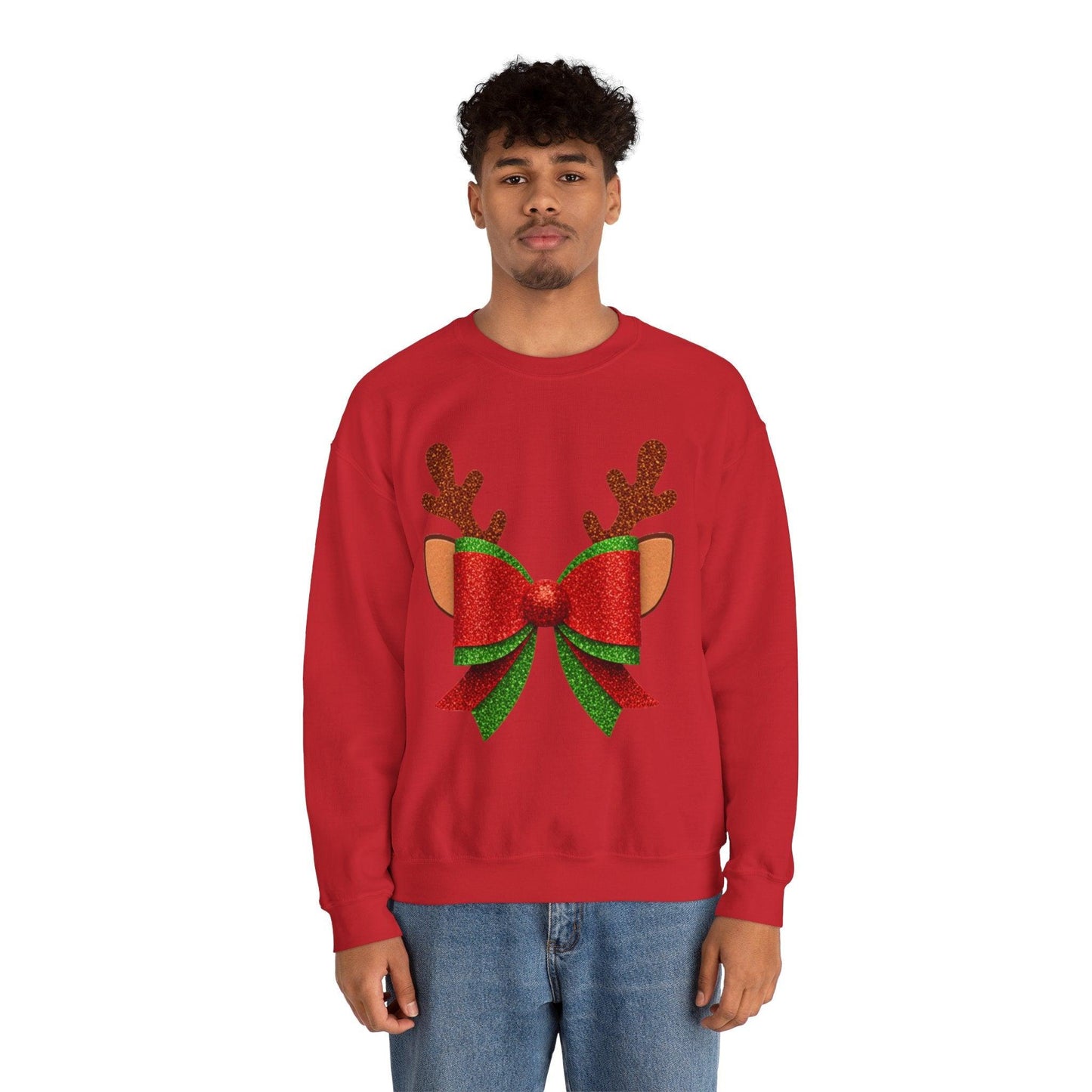Christmas Reindeer Bow Unisex Sweatshirt