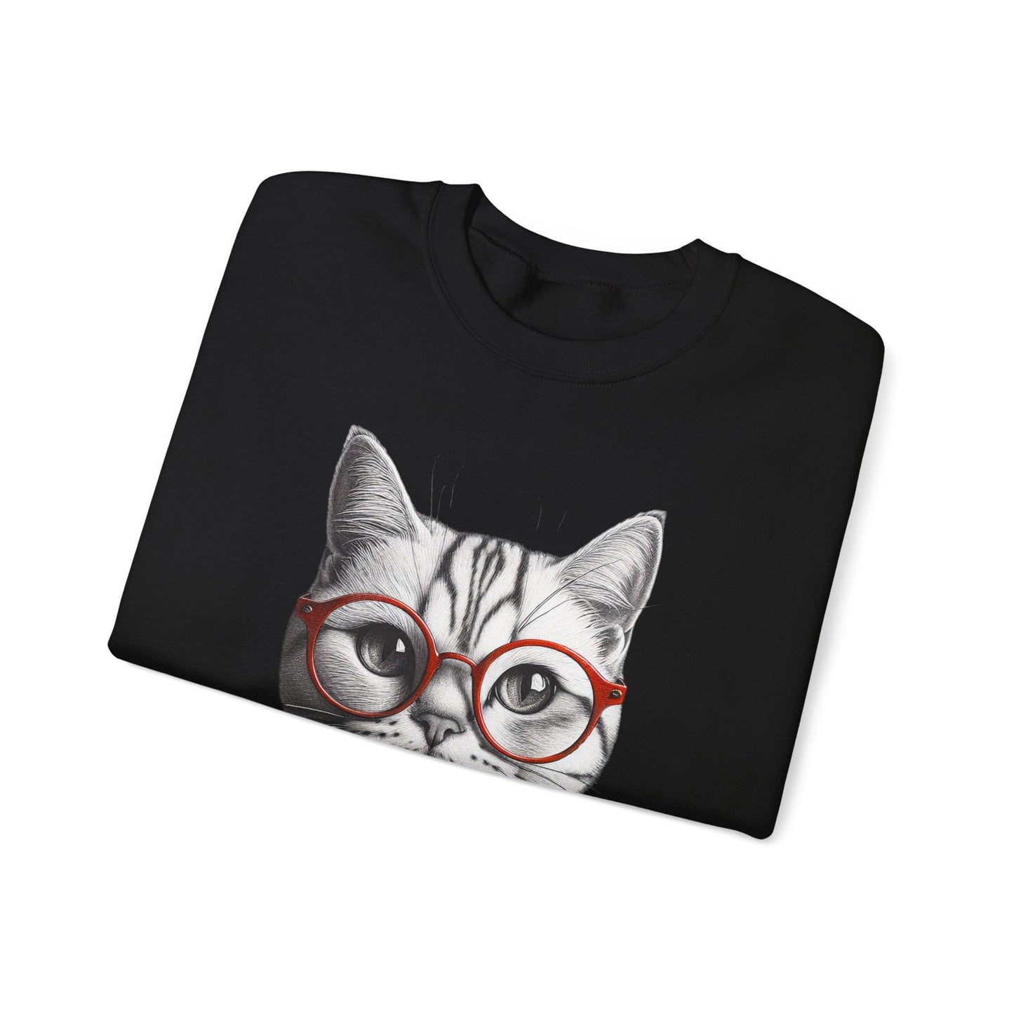 Cosy Cat wearing Glasses Unisex Heavy Blend Crewneck Sweatshirt