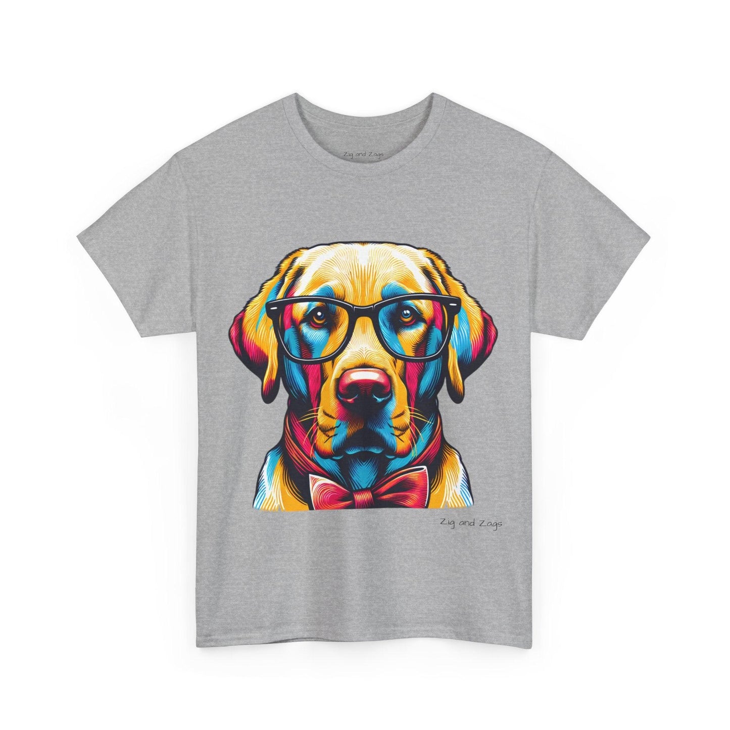 Labrador Retriever Wearing Glasses Pop Art Heavy Cotton Tee