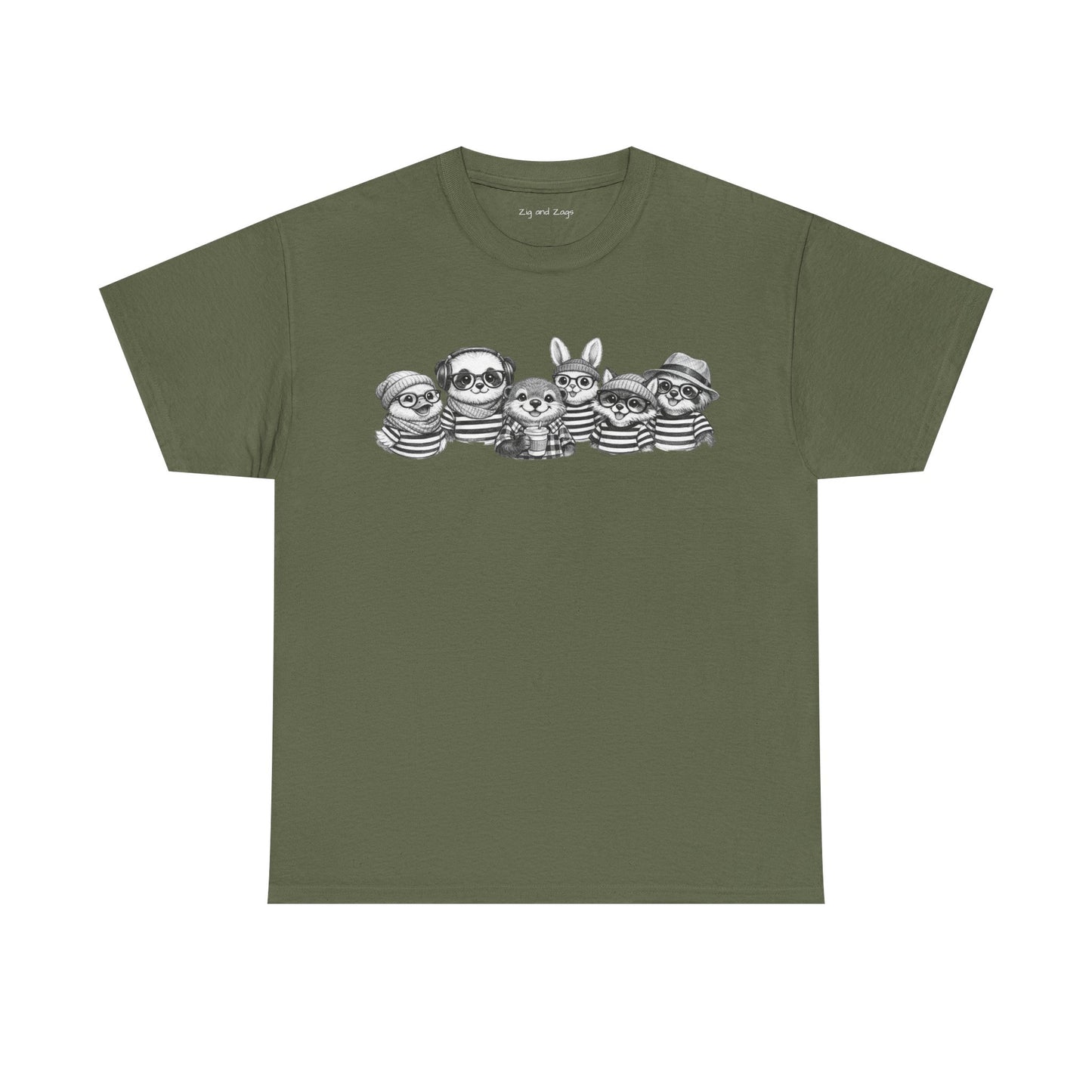 Hipster Animal Graphic Tee | Fun Unisex Cotton T‑Shirt | Zig and Zags