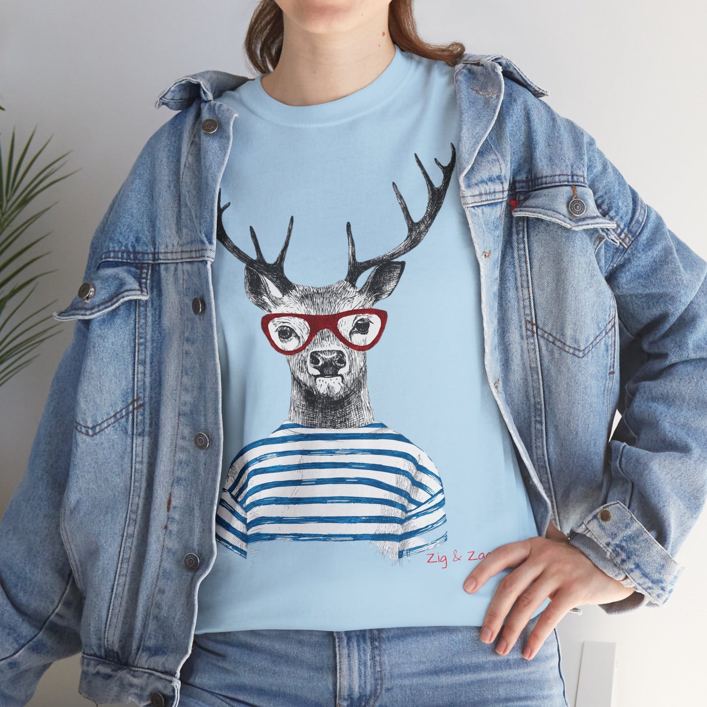 Wild & Free Stag Wearing Glasses Cotton Tee