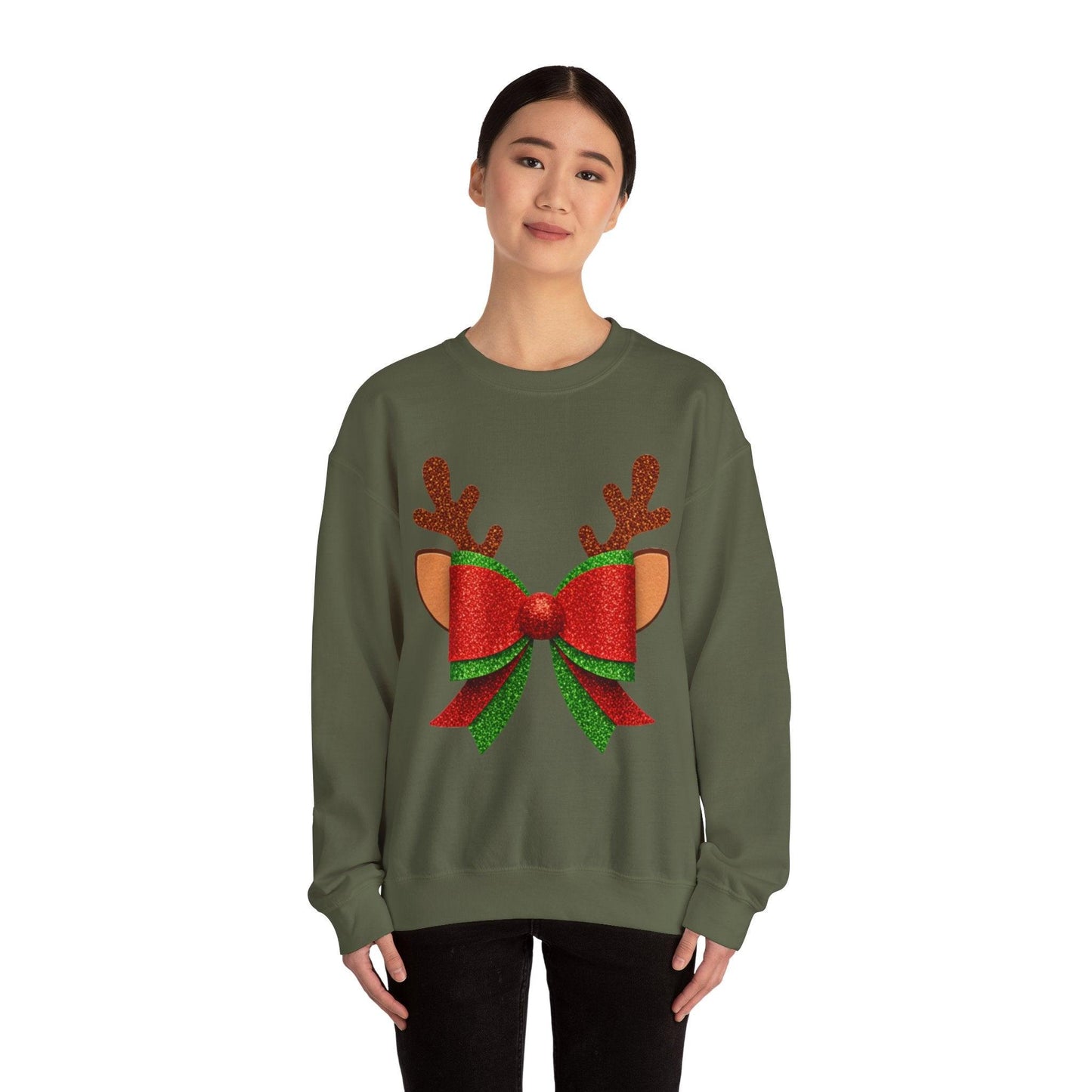 Christmas Reindeer Bow Unisex Sweatshirt